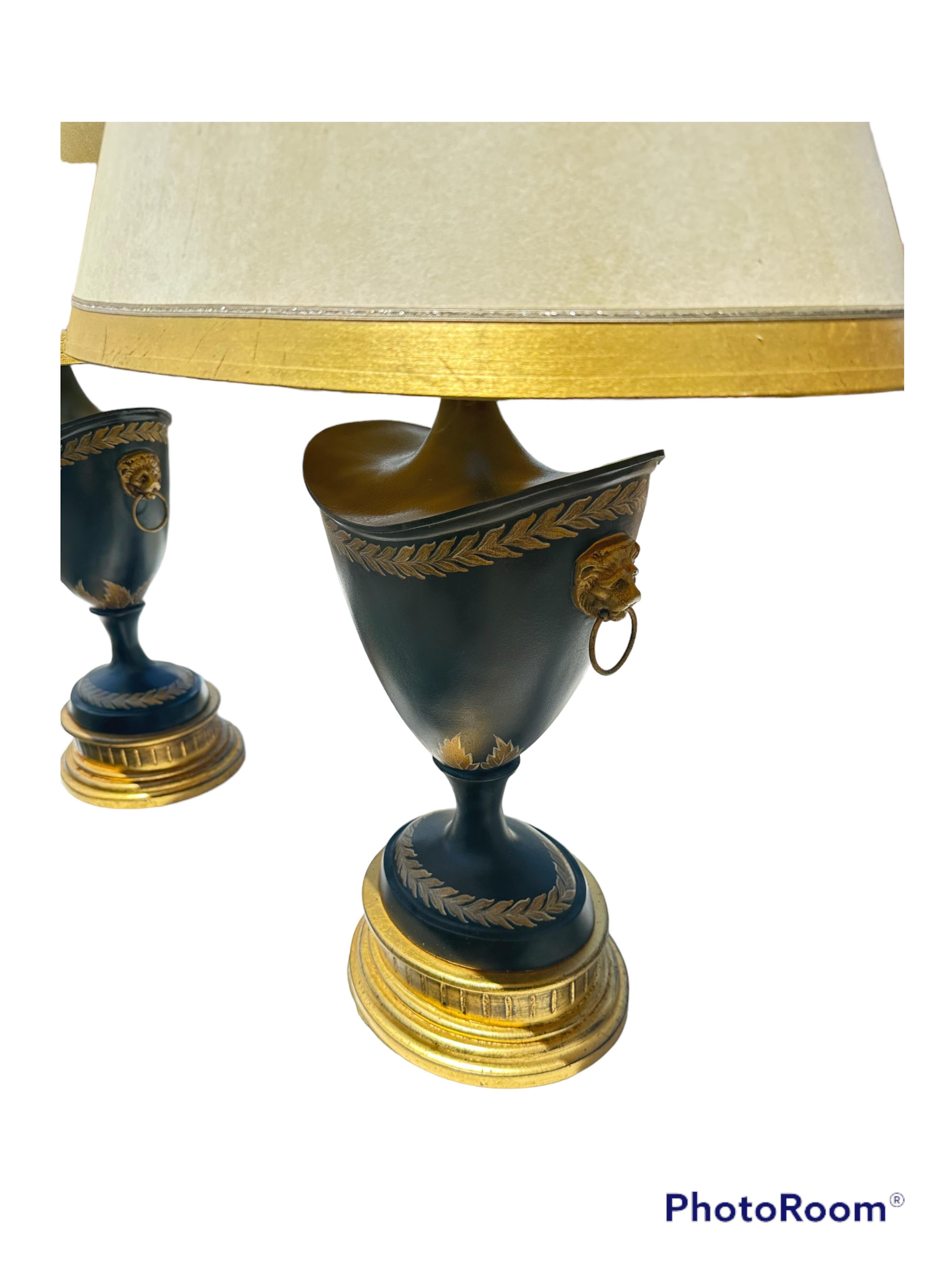 Unknown Neoclassic Lion-Head Gilt Table Lamps