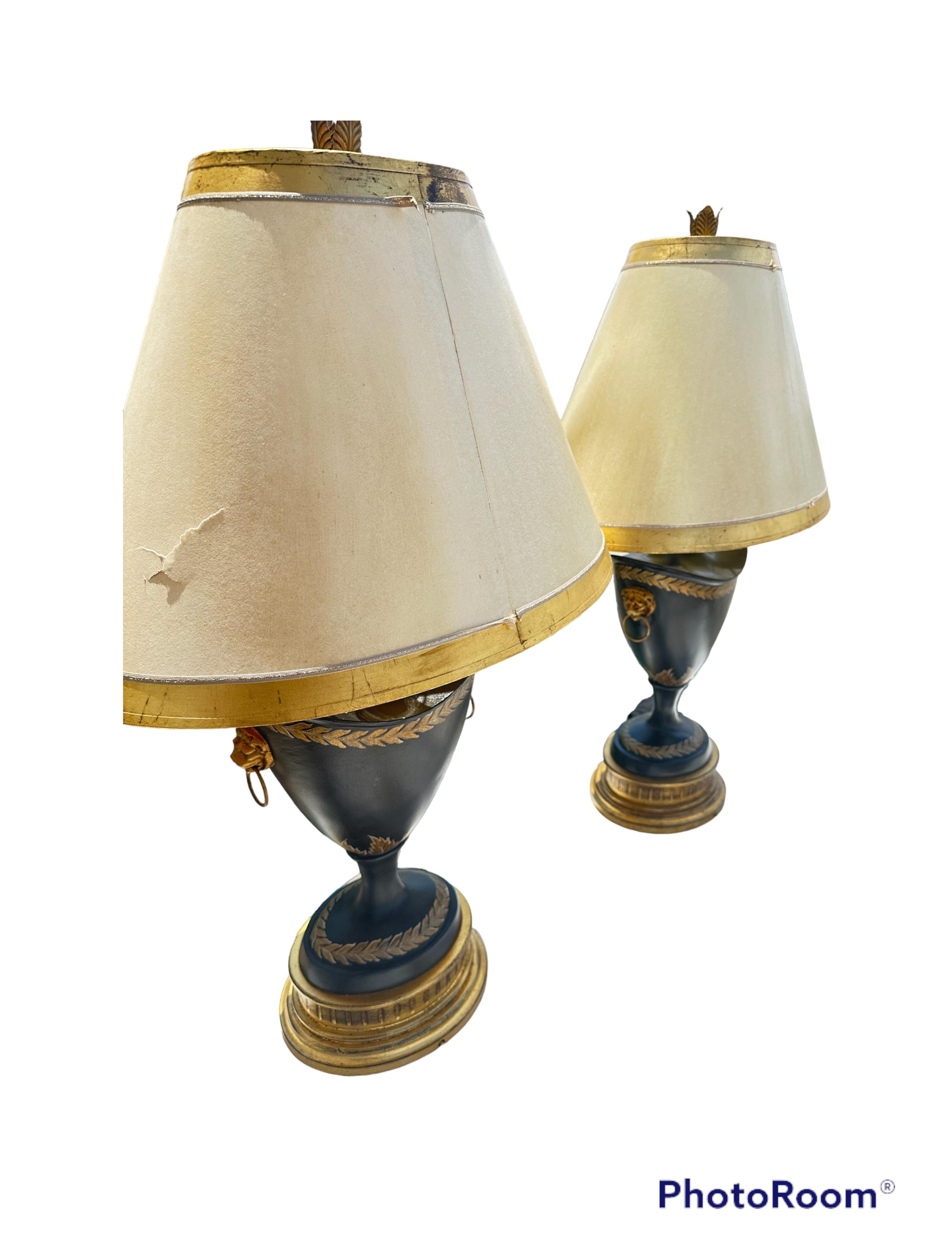 20th Century Neoclassic Lion-Head Gilt Table Lamps