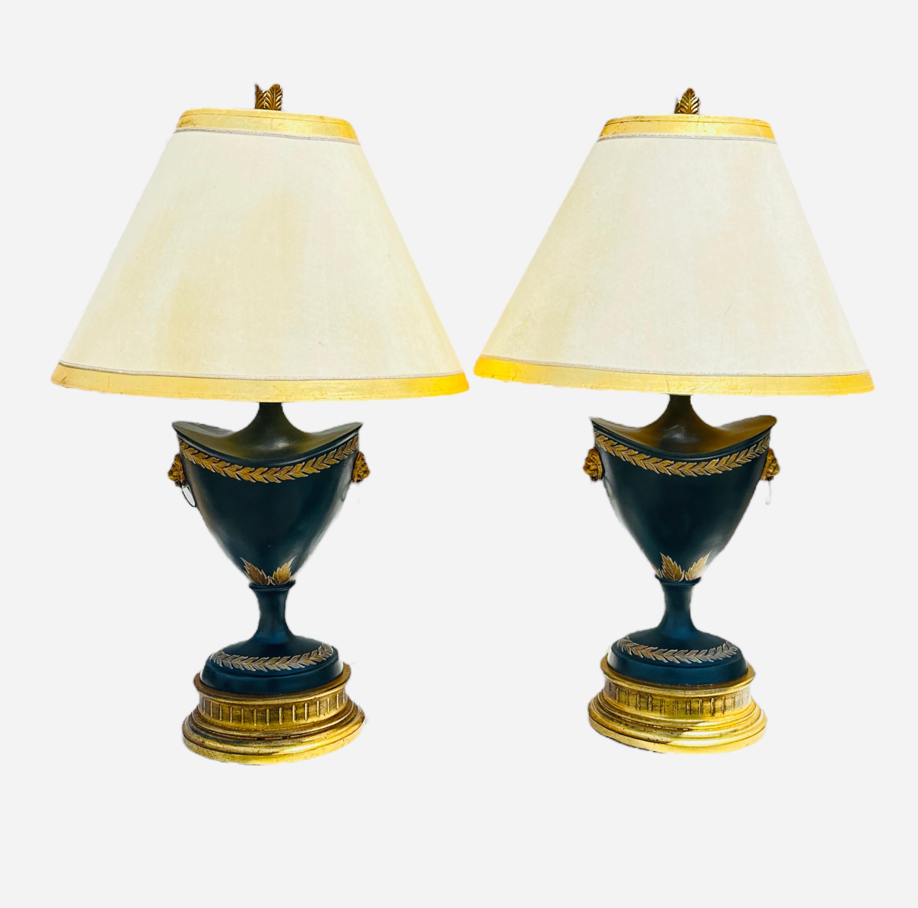 Neoclassic Lion-Head Gilt Table Lamps 2