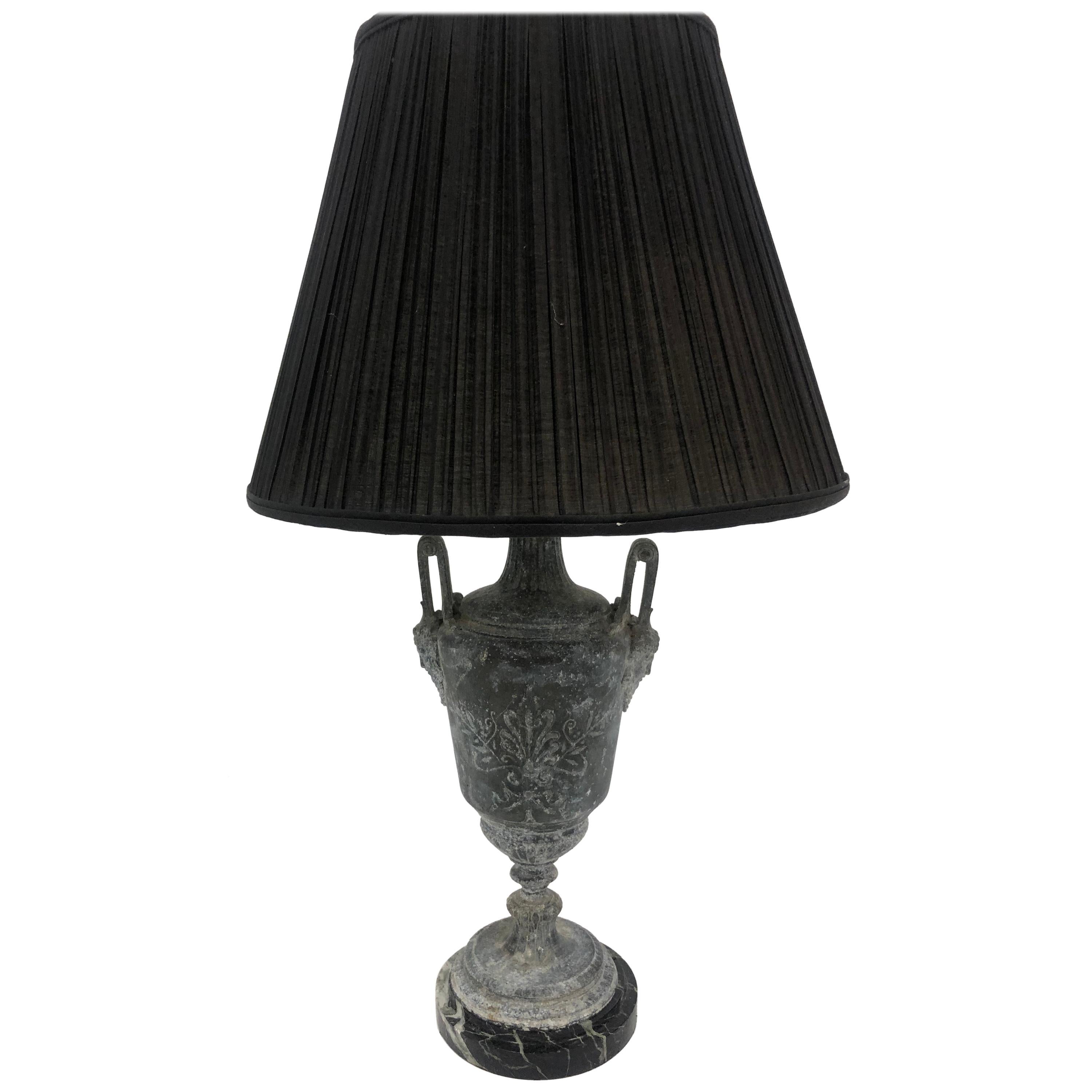 Neoclassical Metal Lamp with Marble Base For Sale