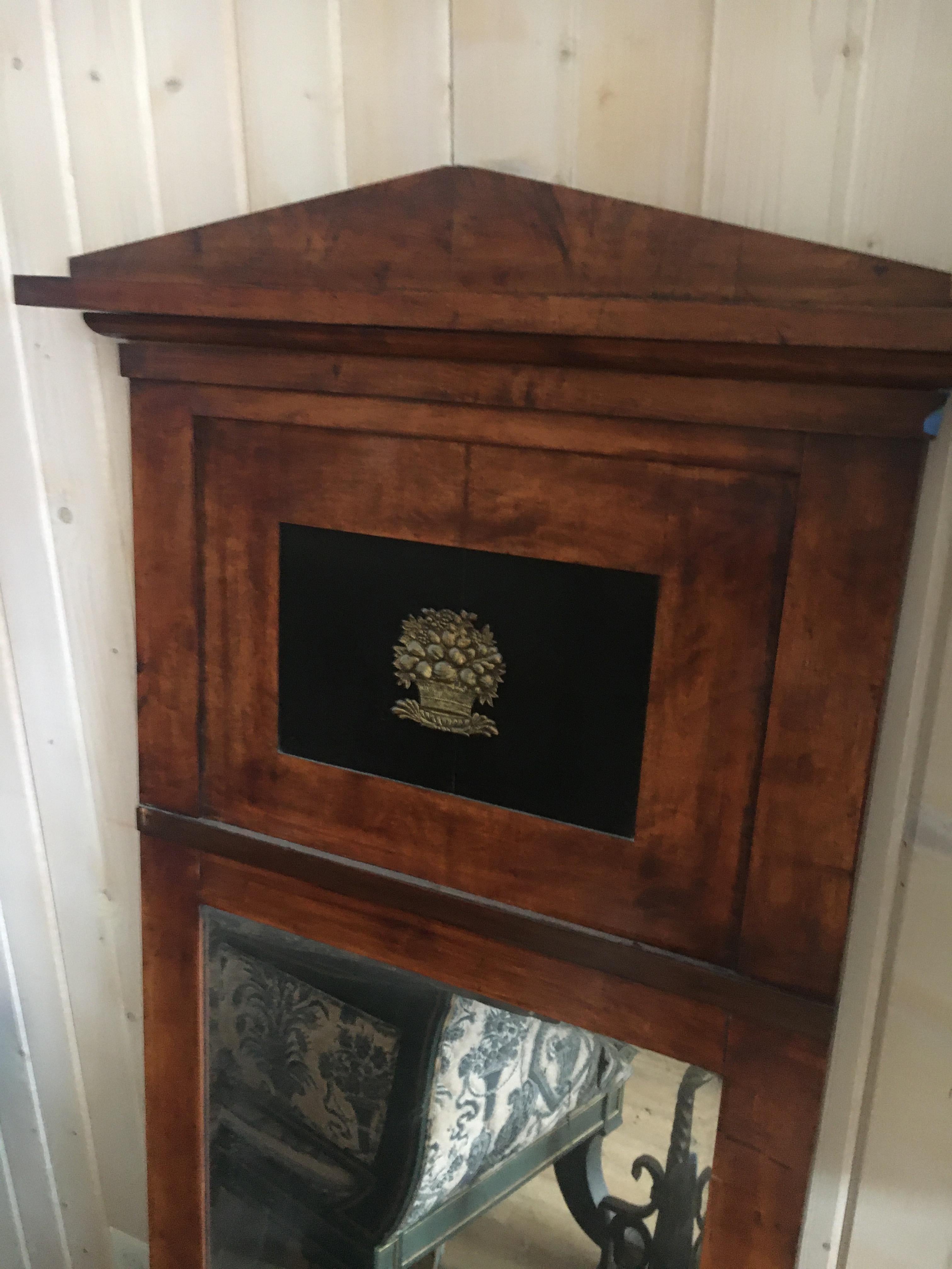 Neoclassical Northern Italian Pier Mirror, Mahogany with Ebony and Gilt Bronze In Excellent Condition For Sale In Buchanan, MI