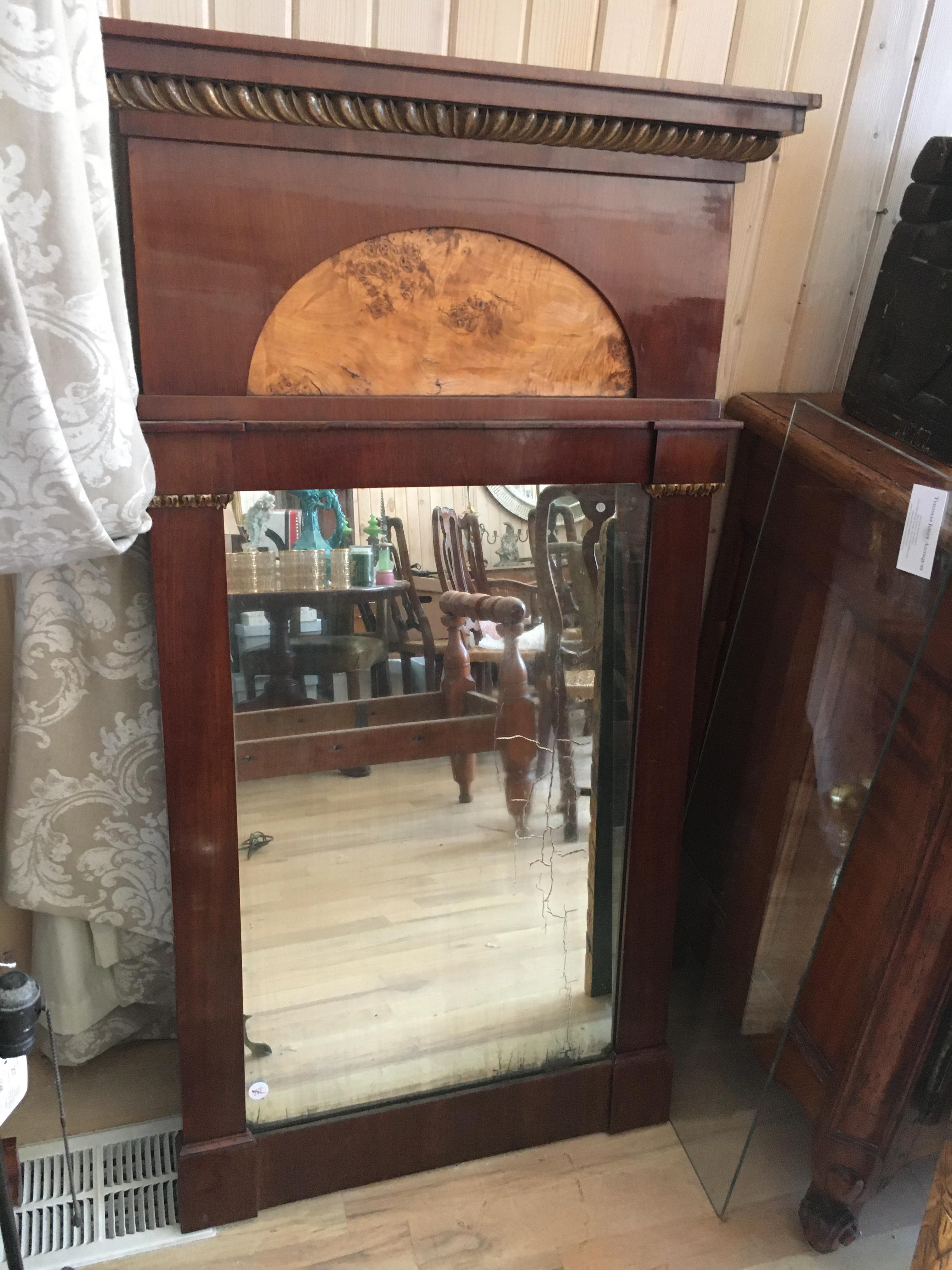 Neoclassical Northern Italian Pier Mirror, Mahogany with Ebony and Gilt Bronze For Sale 2