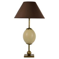 Lampe de bureau néoclassique œuf d'autruche en laiton et bronze