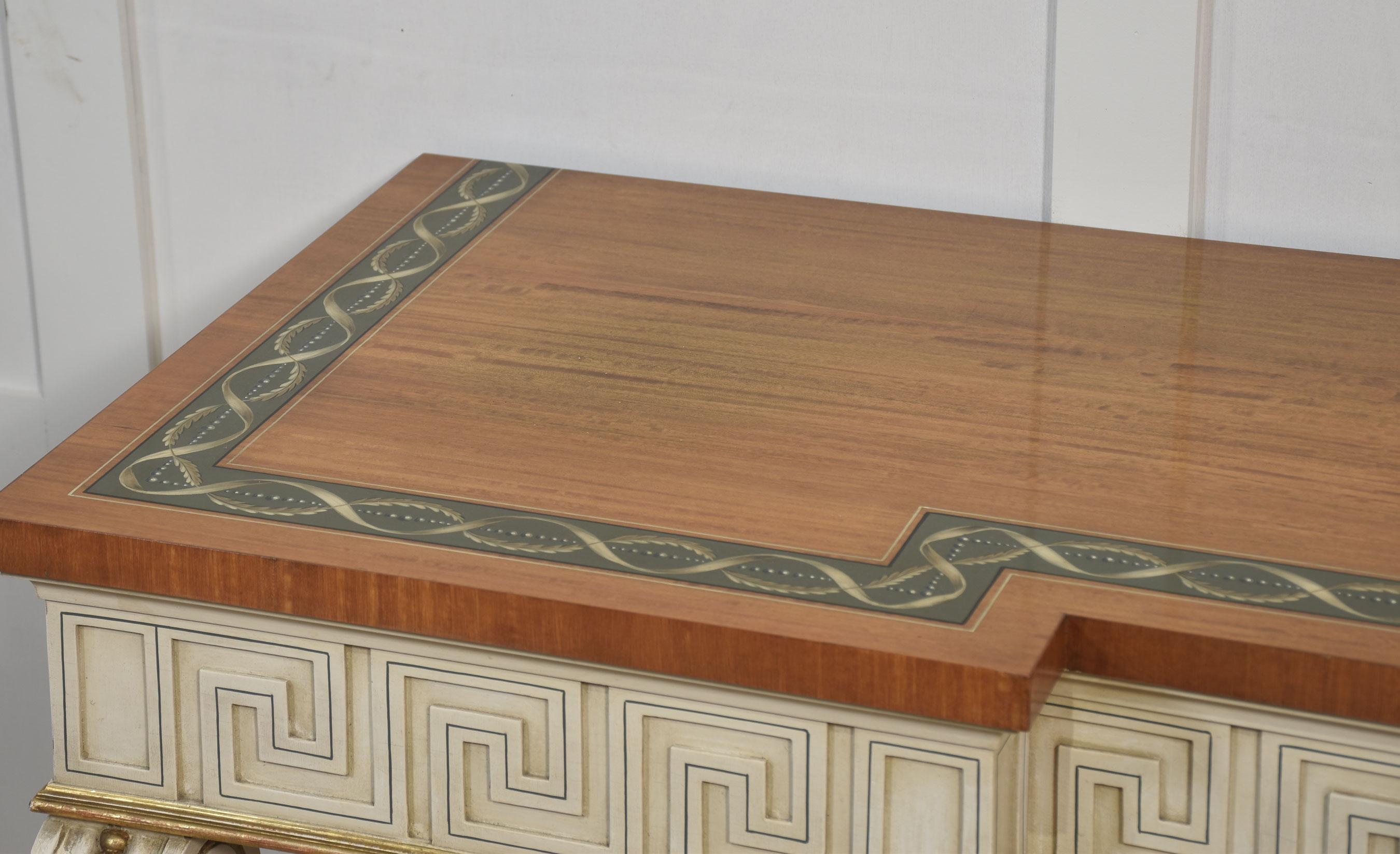 Satinwood Neo-Classical painted console table For Sale