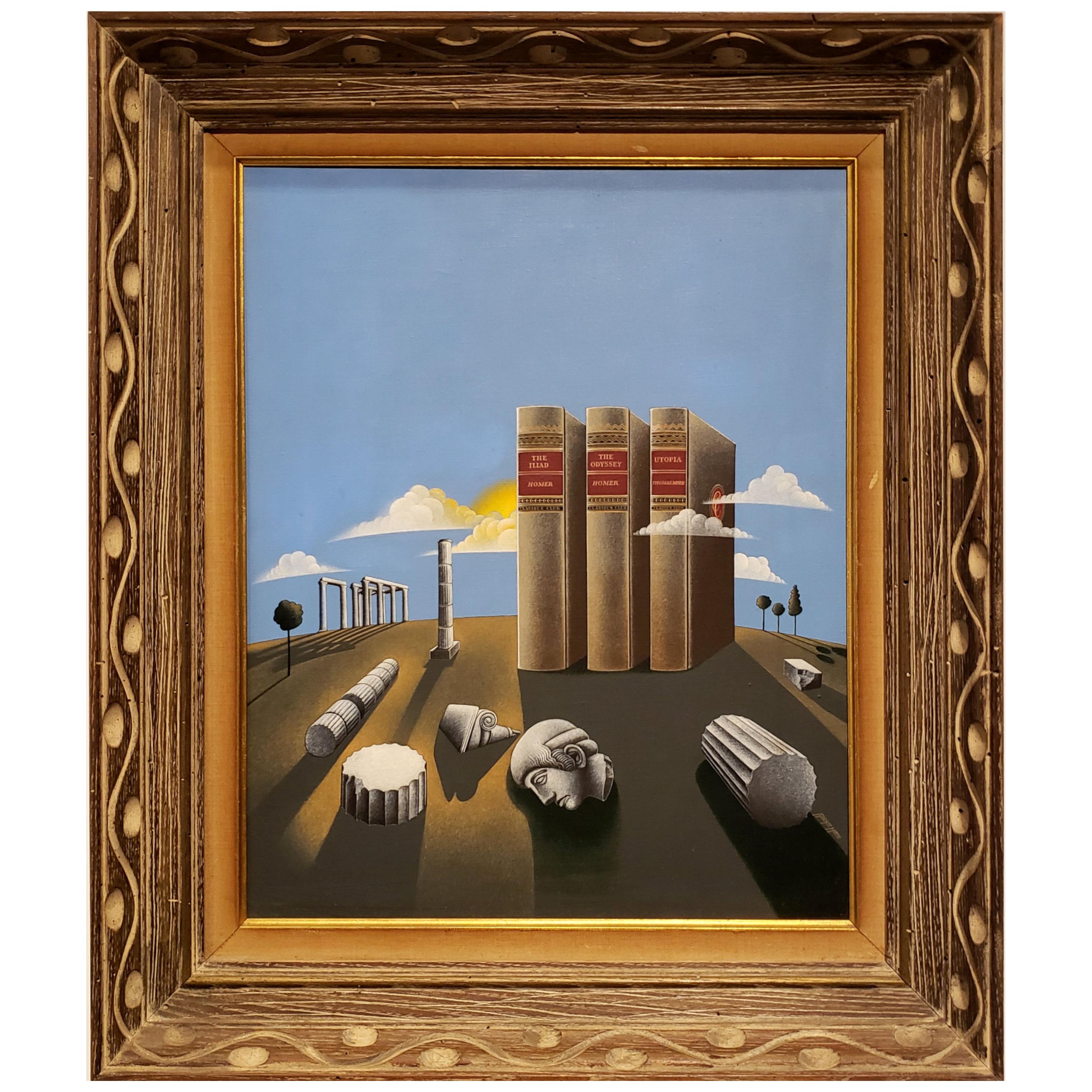 Neoclassical Painting by 1970s Illustrator Roger Hane For Sale