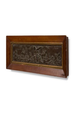 Neo-classical Patinated Bronze Relief of Mythical Scene in Framed Wall Plaque
