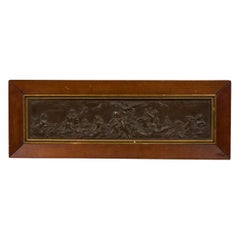 Neo-classical Patinated Bronze Relief of Mythical Scene in Framed Wall Plaque
