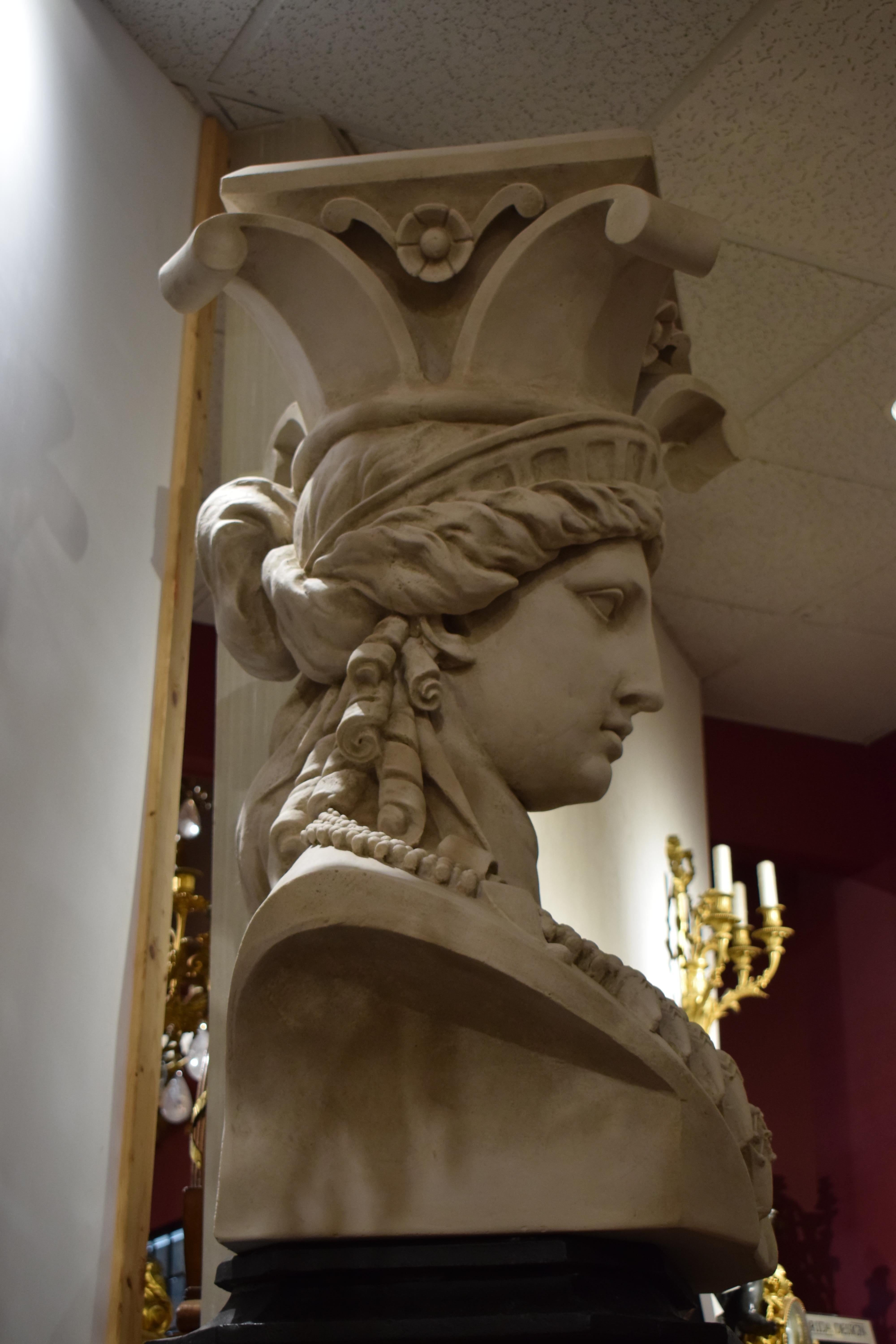 Neo Classical Pedestal depicting Maiden In Good Condition For Sale In Atlanta, GA