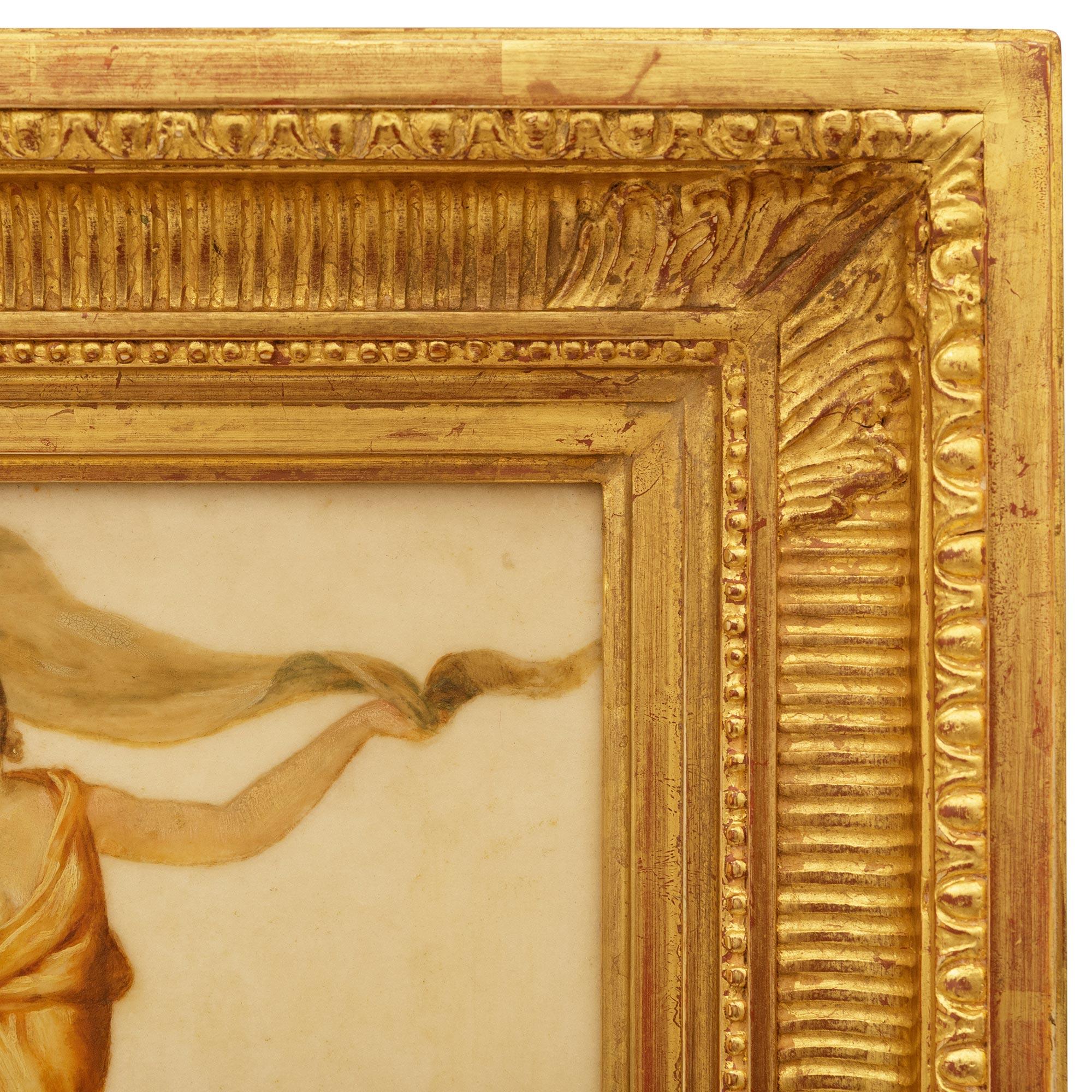 Neoklassische Periode auf Marmor gemalt, und Giltwood Plaques (Gemalt) im Angebot