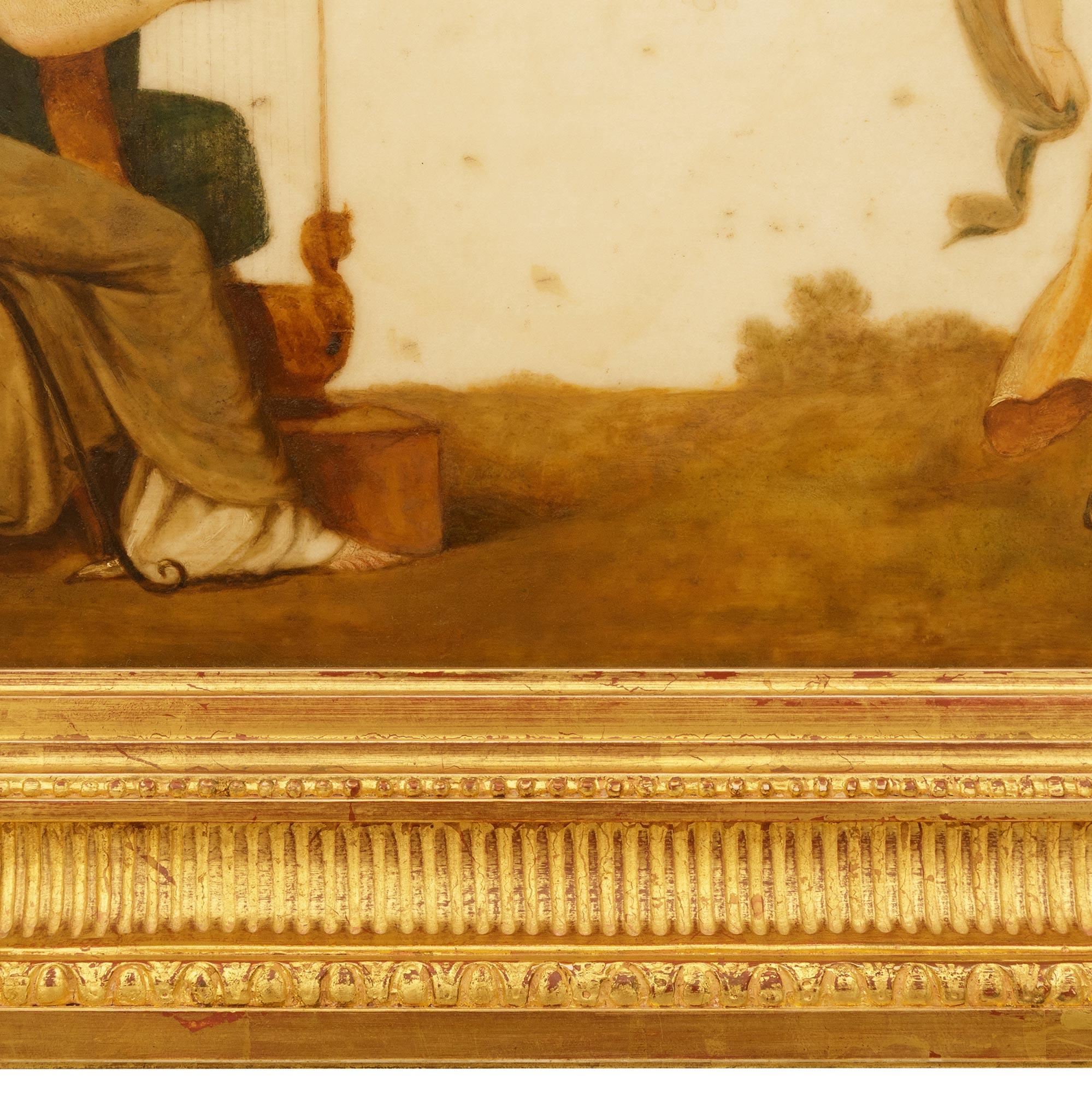 Neoklassische Periode auf Marmor gemalt, und Giltwood Plaques im Angebot 3