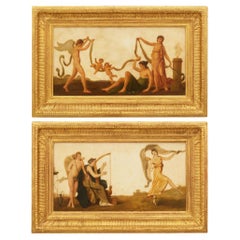 Neo-Classical Period painted on marble, and Giltwood plaques