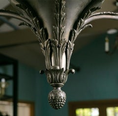 Neoclassical French Pewter Chandelier with Six Arms in Louis XV style.