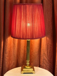 Polished Brass Corinthian Column Table Lamp, Neoclassical Style