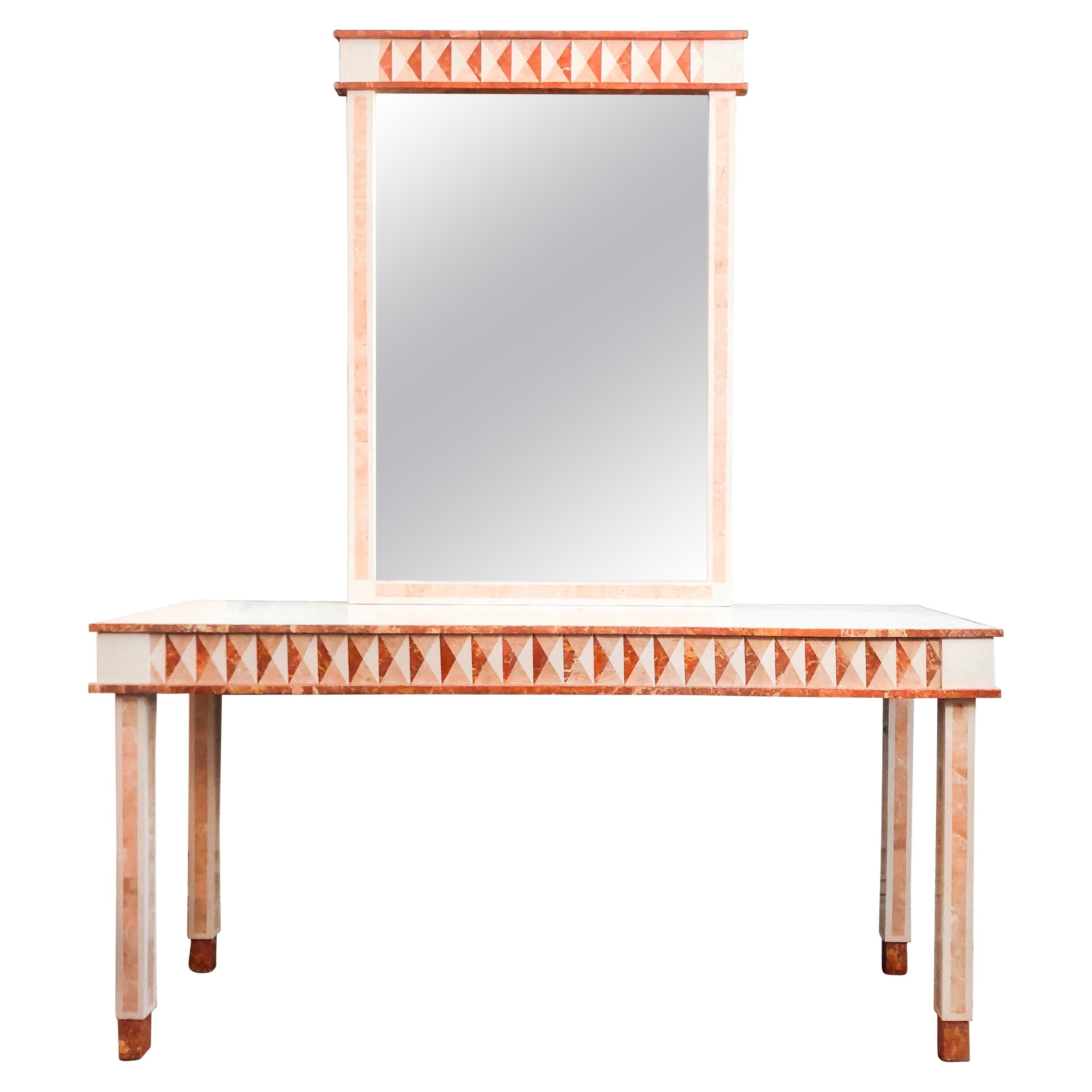 Late 20th Century Vintage Neoclassical Postmodern Maitland-Smith Marble Tessellated Console Table
