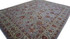 Neo-Classical Purple, Rust, and Ivory Wool Rug 7'11''x10'
