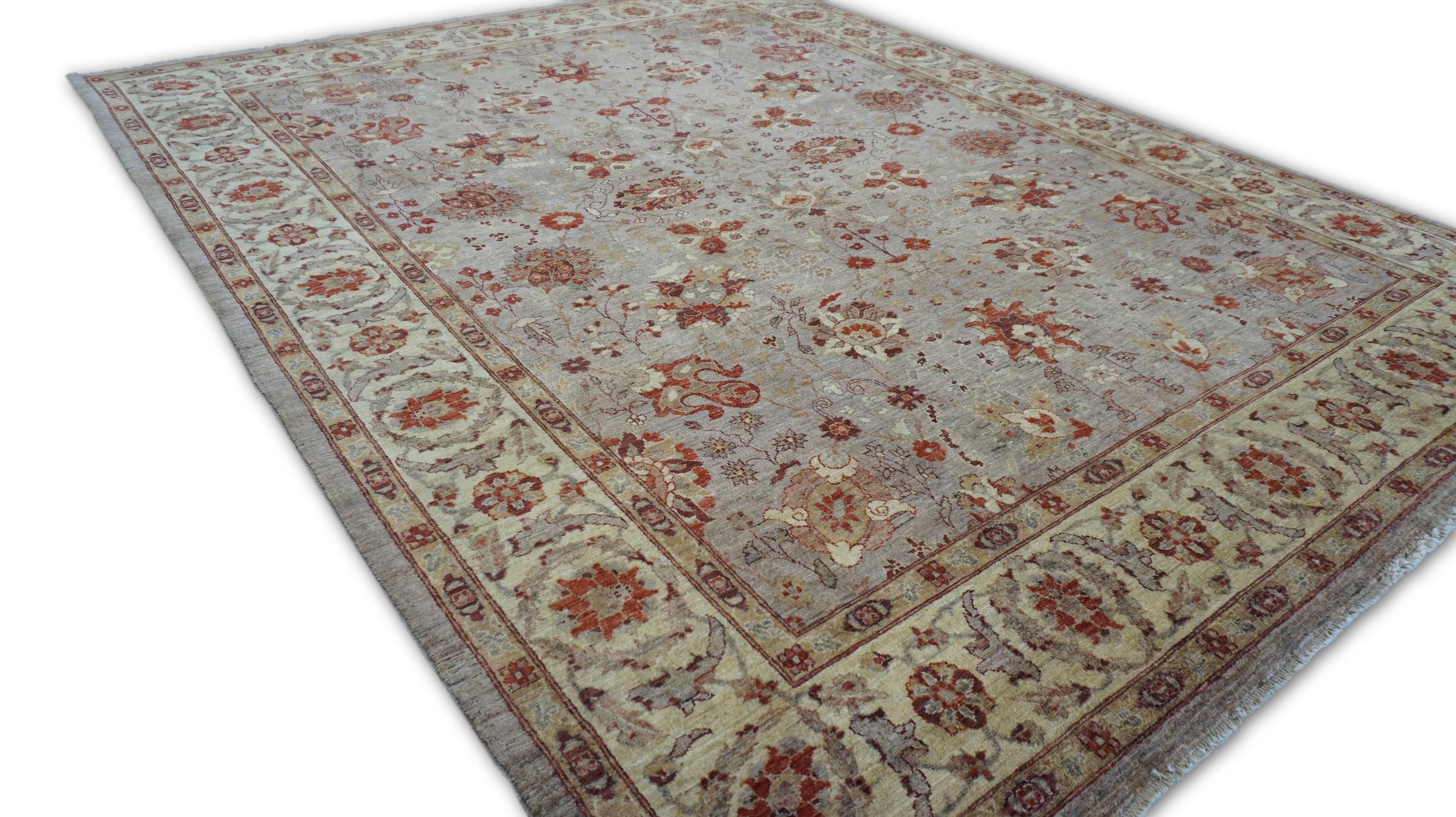 Tapis en laine néoclassique violet, rouille et ivoire 7'11''x10' Neuf - En vente à Torrance, CA