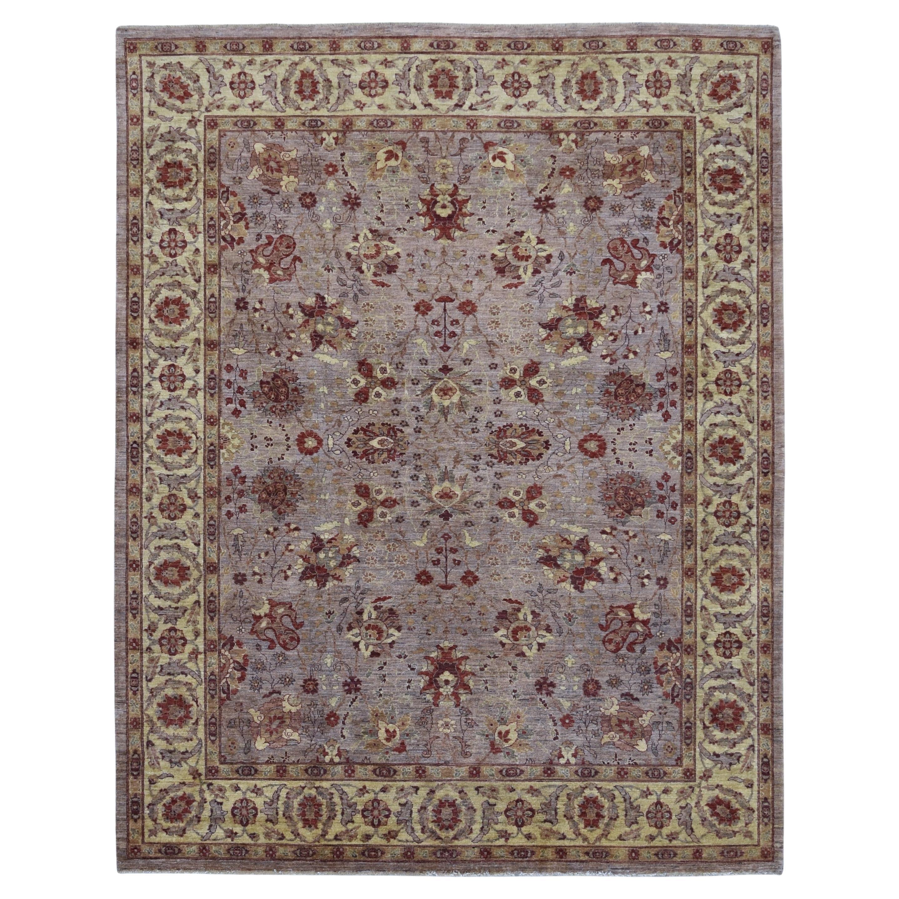 Tapis en laine néoclassique violet, rouille et ivoire 7'11''x10' en vente