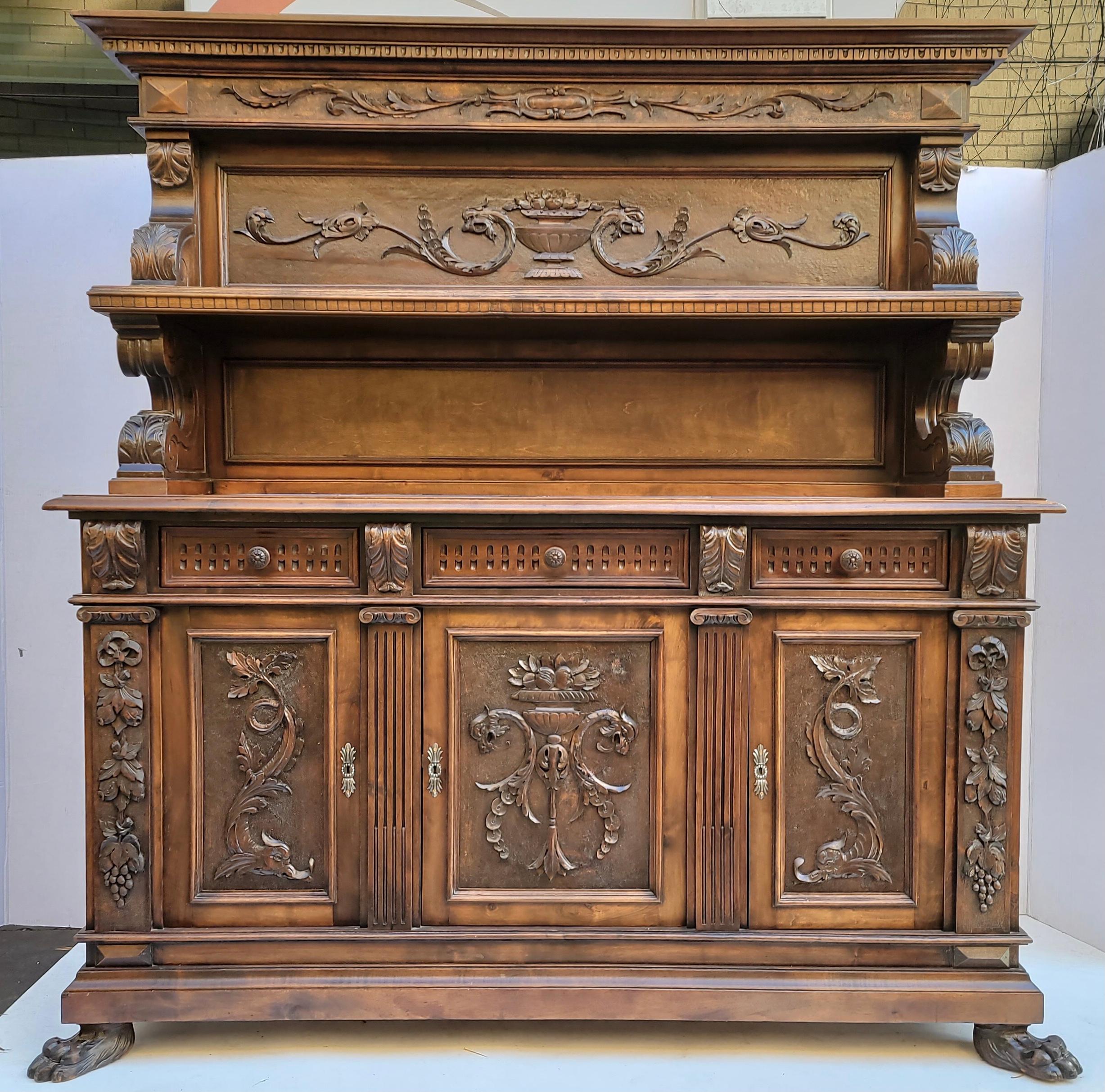 19th Century Neo-Classical Revival Carved Walnut Italian Cabinet / Cupboard, c. 1880