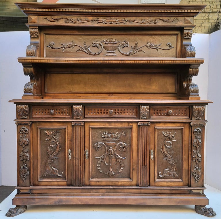 19th Century Neo-Classical Revival Carved Walnut Italian Cabinet / Cupboard, c. 1880 For Sale