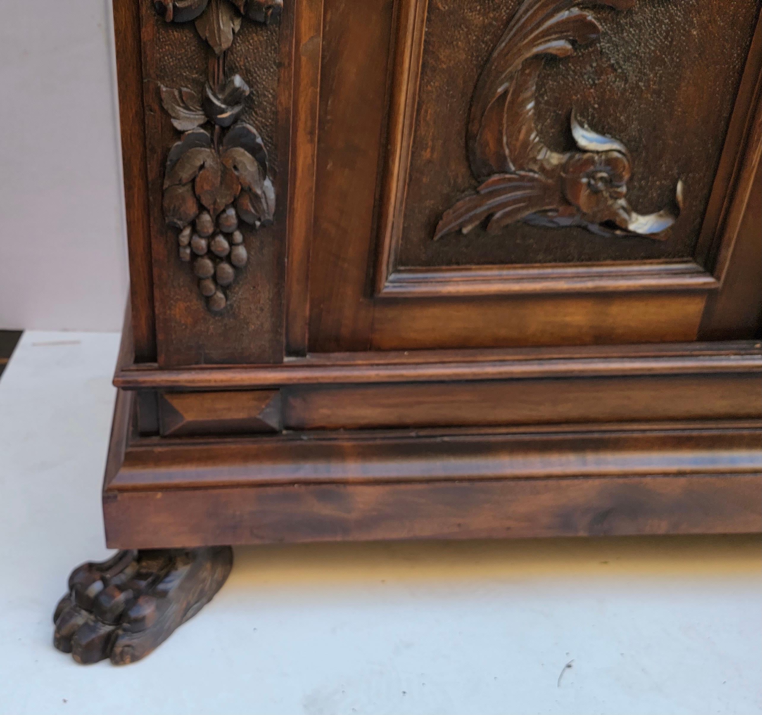 Neo-Classical Revival Carved Walnut Italian Cabinet / Cupboard, c. 1880 2