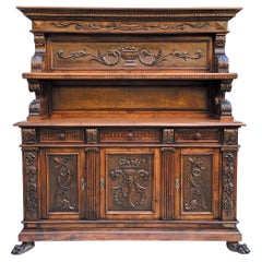 Neo-Classical Revival Carved Walnut Italian Cabinet / Cupboard, c. 1880