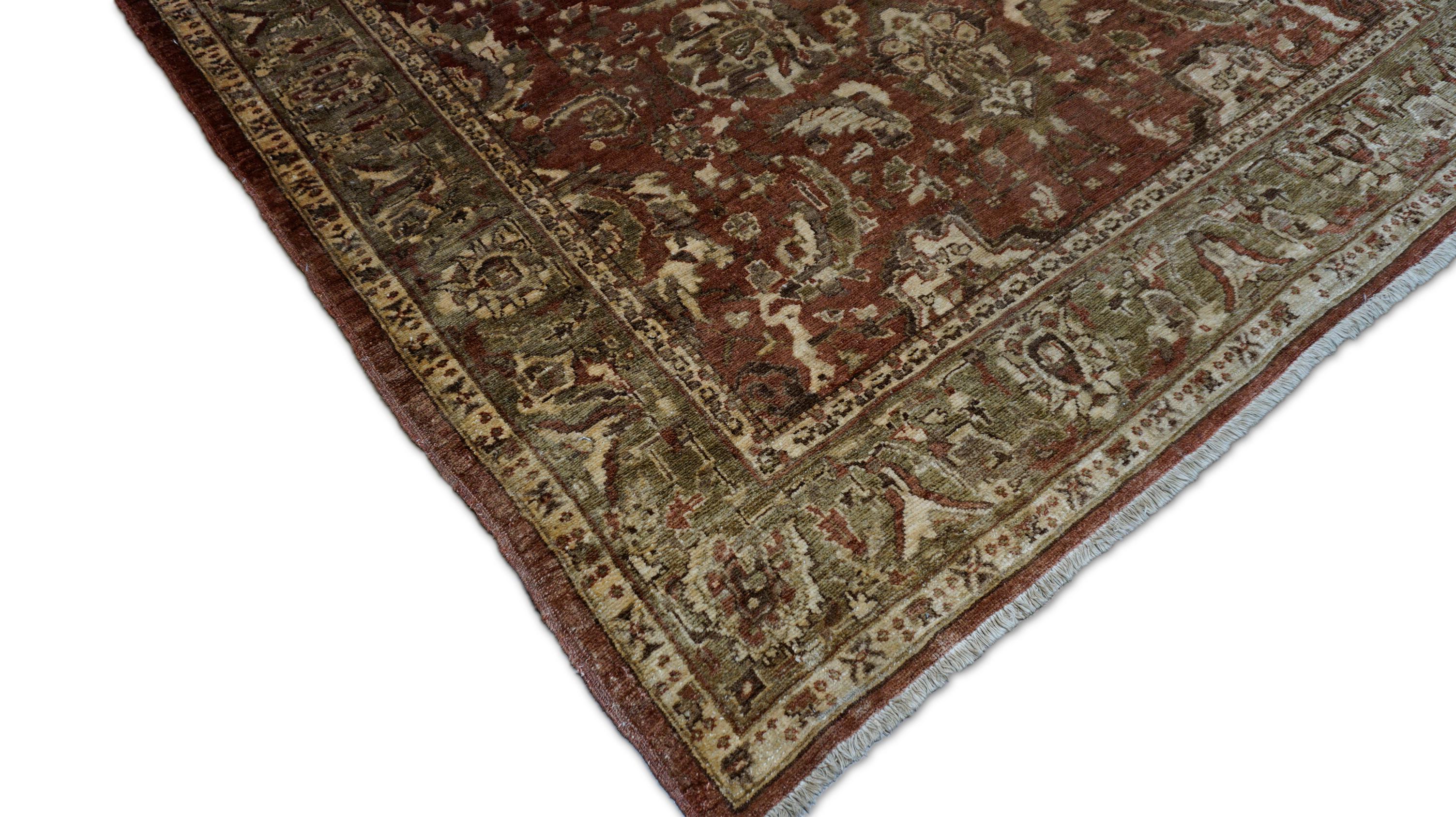 Neo-Classical Rust Brown Sultanabad Style Wollteppich 6'3''x9'11'' (Pakistanisch) im Angebot