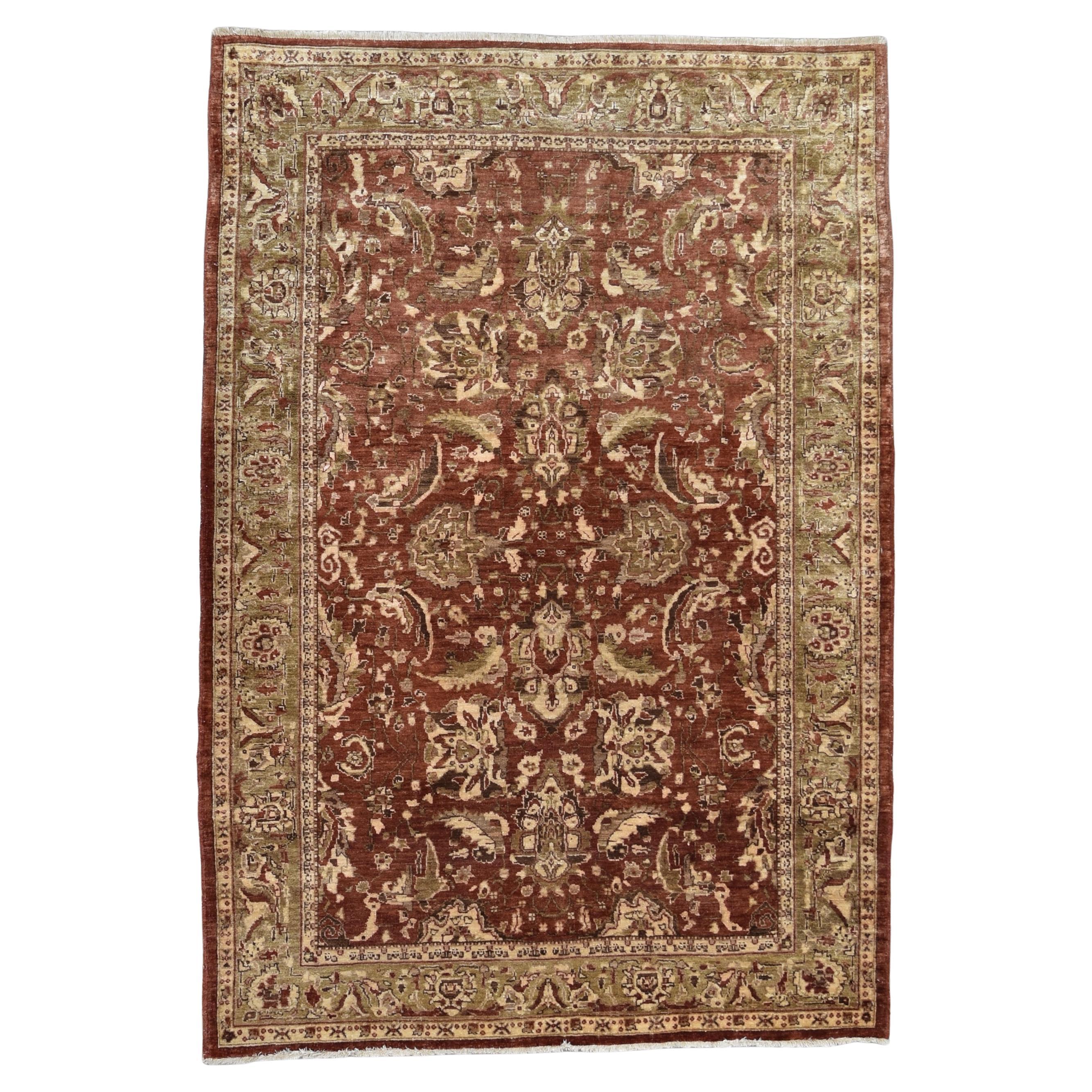 Neo-Classical Rust Brown Sultanabad Style Wool Rug 6'3''x9'11''