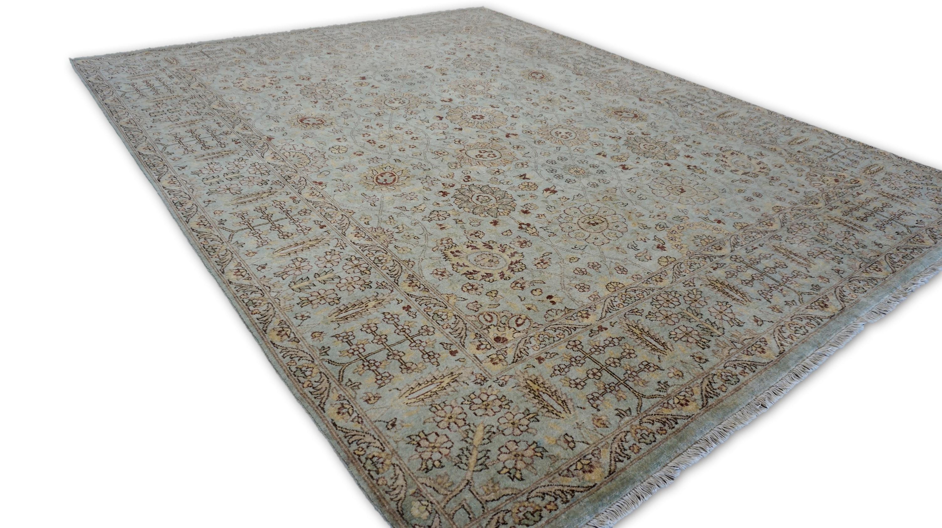 Noué à la main Tapis de laine néoclassique à motifs mauve et rouille 7'11''x10' en vente