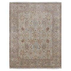 Neo-Classical Seafoam and Rust Motif Wool Rug 7'11''x10'
