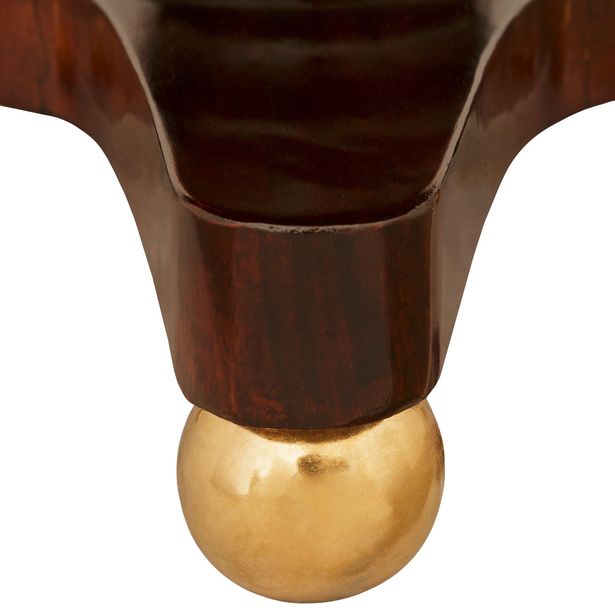 19th Century Neo-Classical st. Mahogany, Ormolu, and Gris St. Anne marble coffee table For Sale