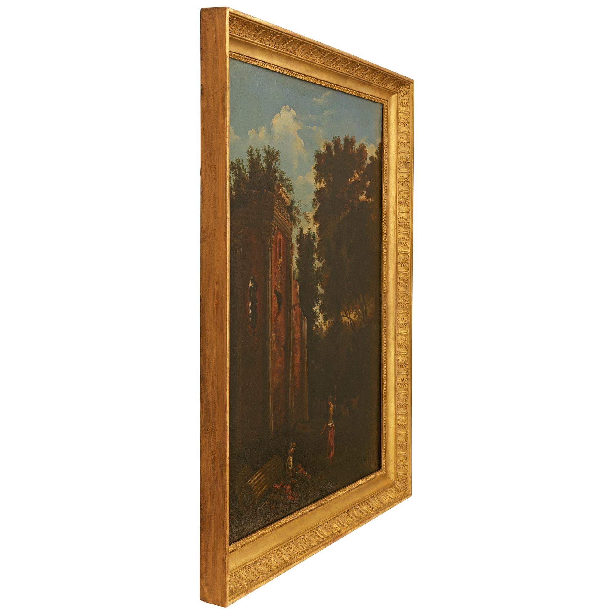 Neoklassizistisches st. Öl auf Leinwand und Giltwood Gemälde, signiert Courbet (Neoklassisch) im Angebot