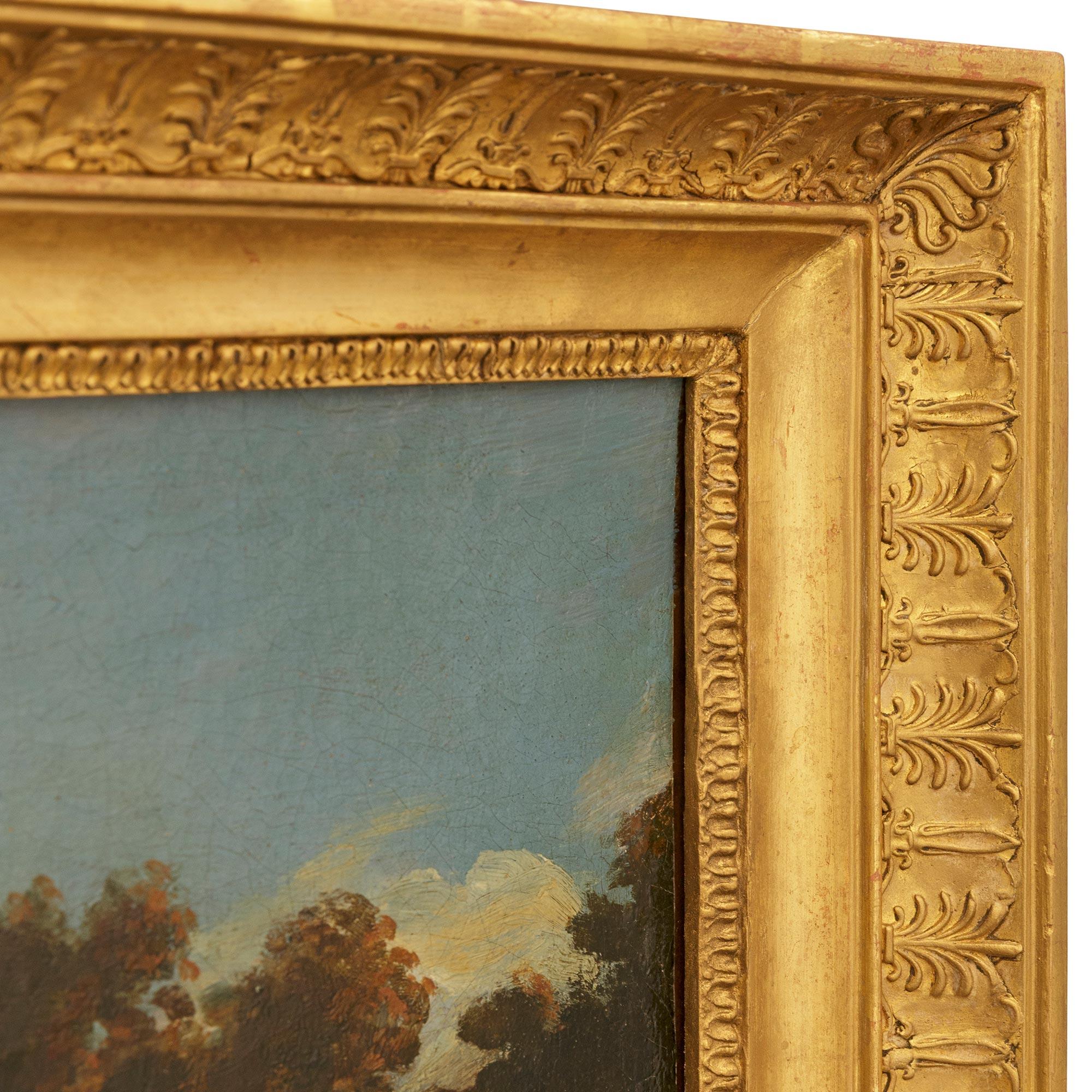 Neoklassizistisches st. Öl auf Leinwand und Giltwood Gemälde, signiert Courbet (Italienisch) im Angebot