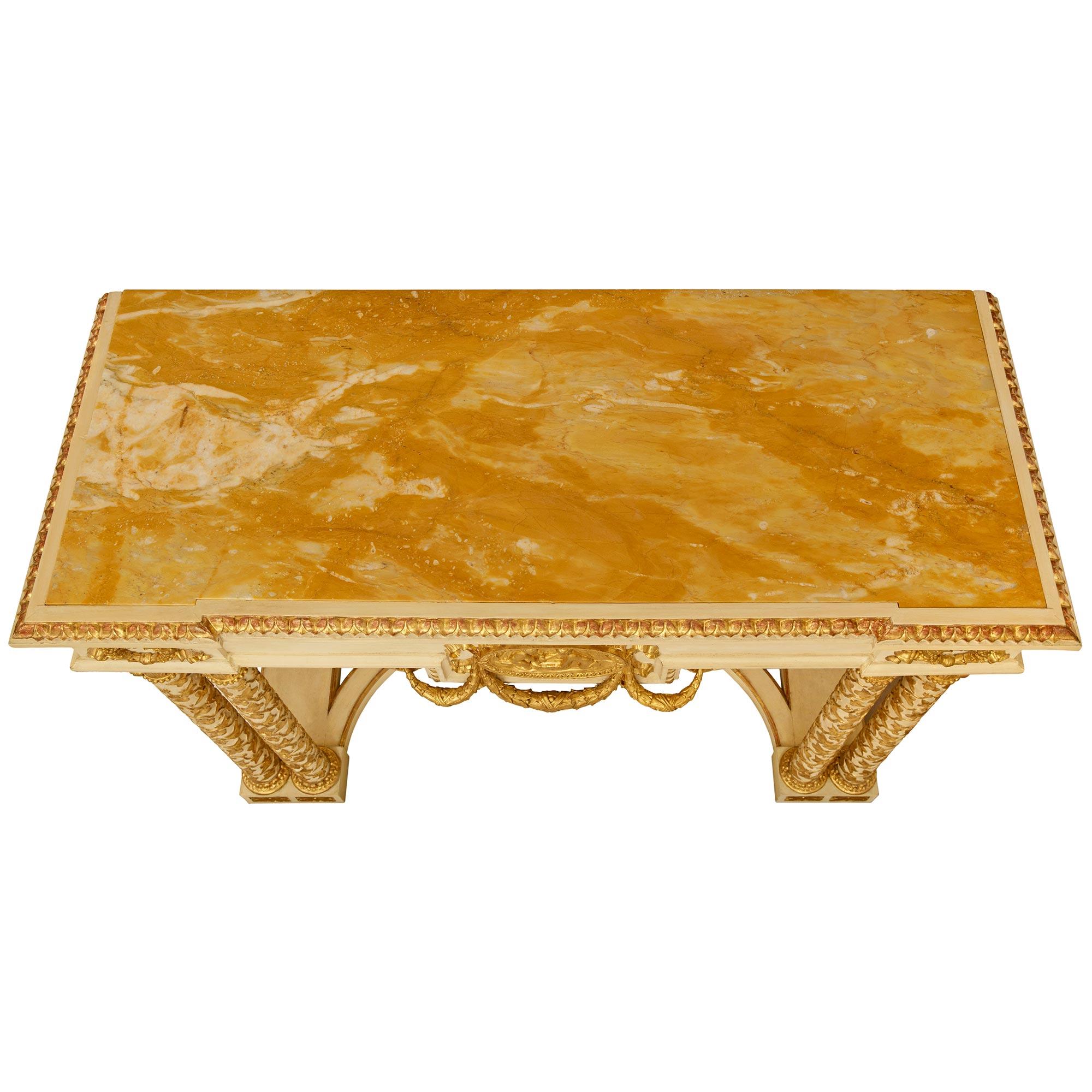 Neoklassizistische Konsole aus patiniertem Holz und Giltwood im Angebot 3