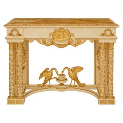 Neoklassizistische Konsole aus patiniertem Holz und Giltwood