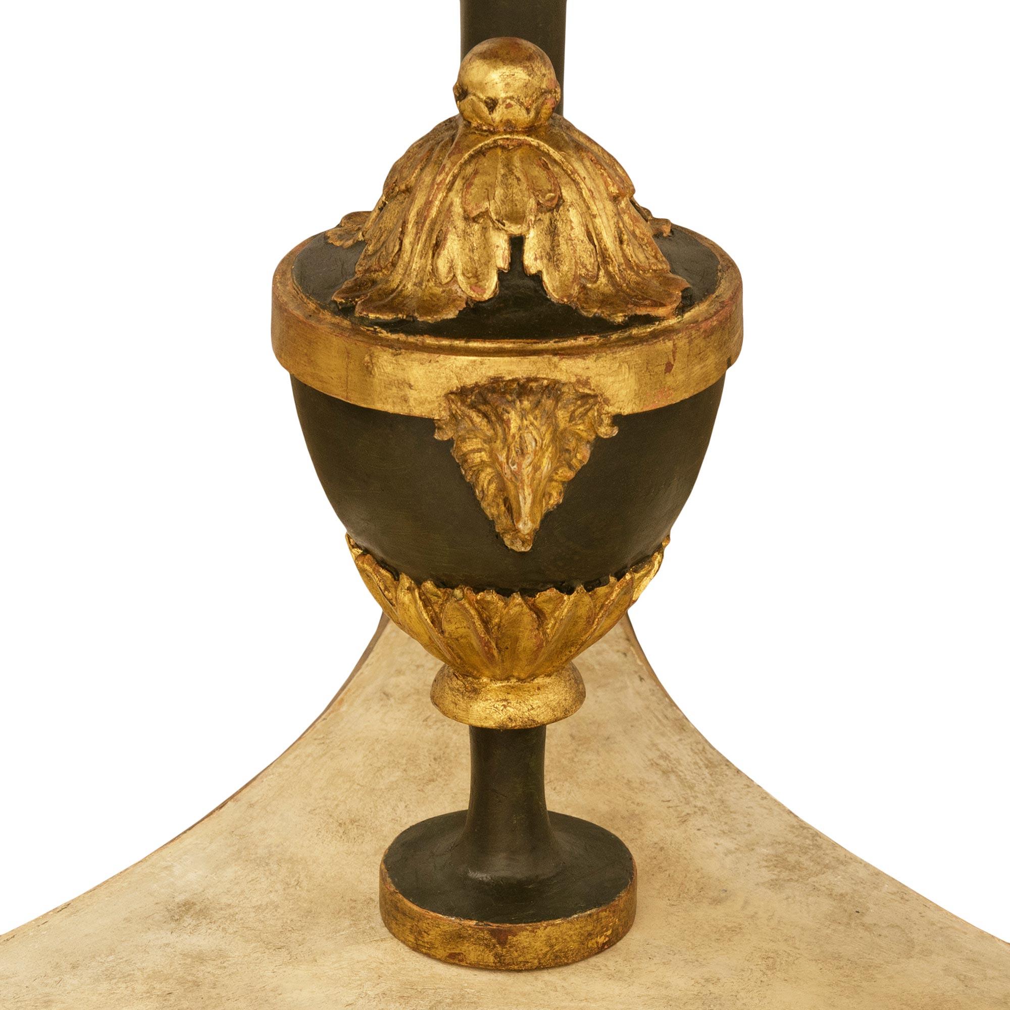 18th Century and Earlier Neo-Classical st. patinated wood, Giltwood and Verde Antico marble side table For Sale