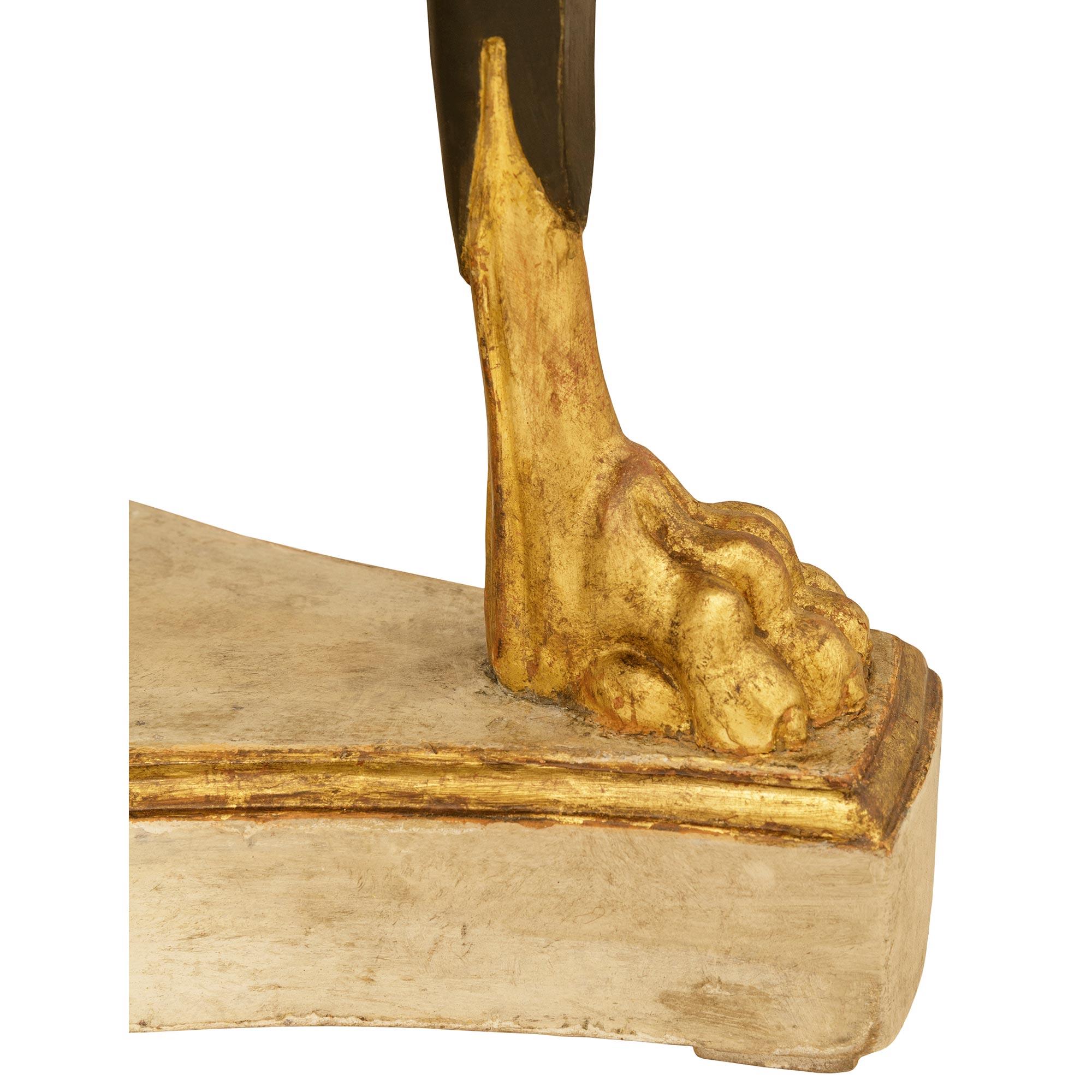 Marble Neo-Classical st. patinated wood, Giltwood and Verde Antico marble side table For Sale