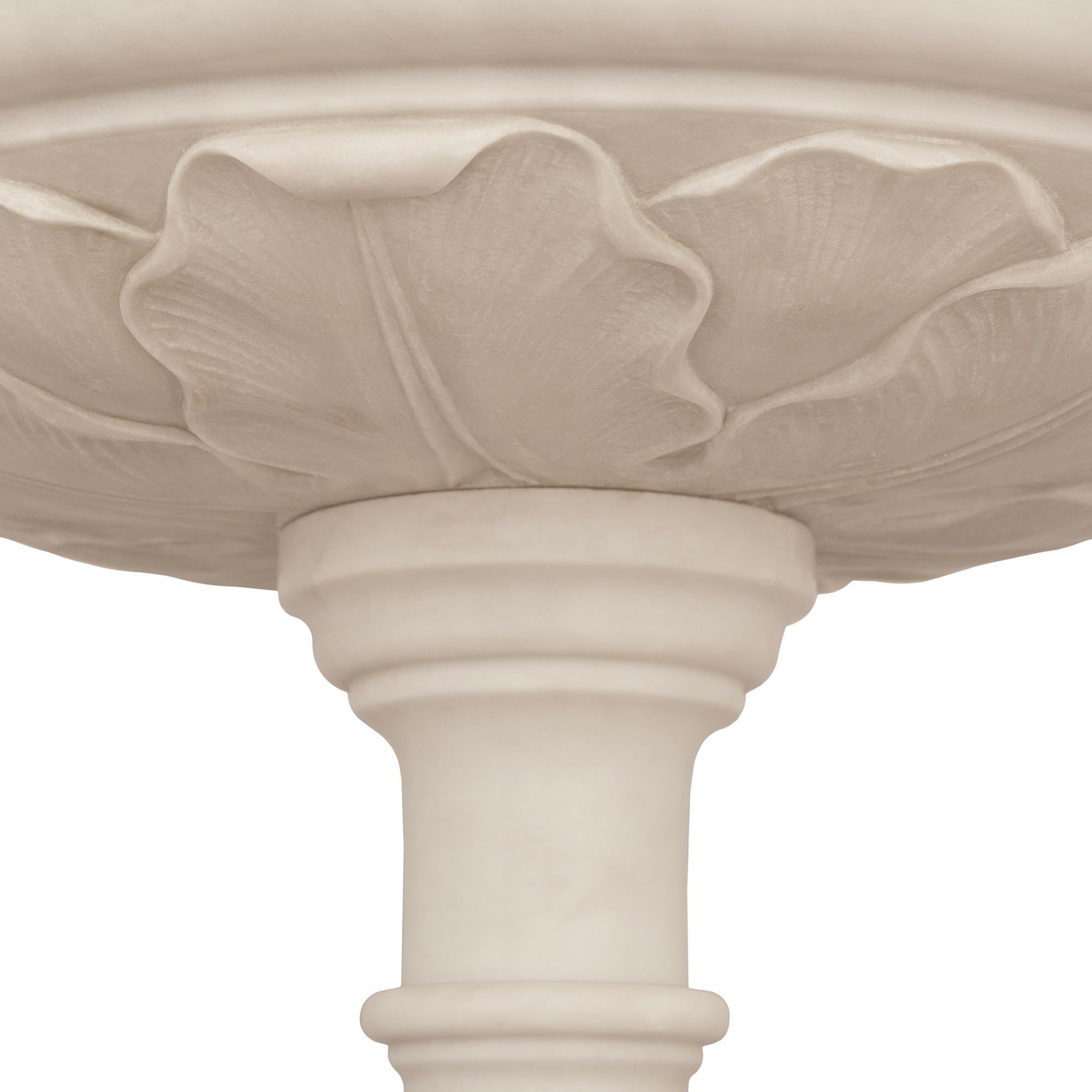 Patinated Neo-Classical st. white Carrara marble and patinated Bronze fountain For Sale