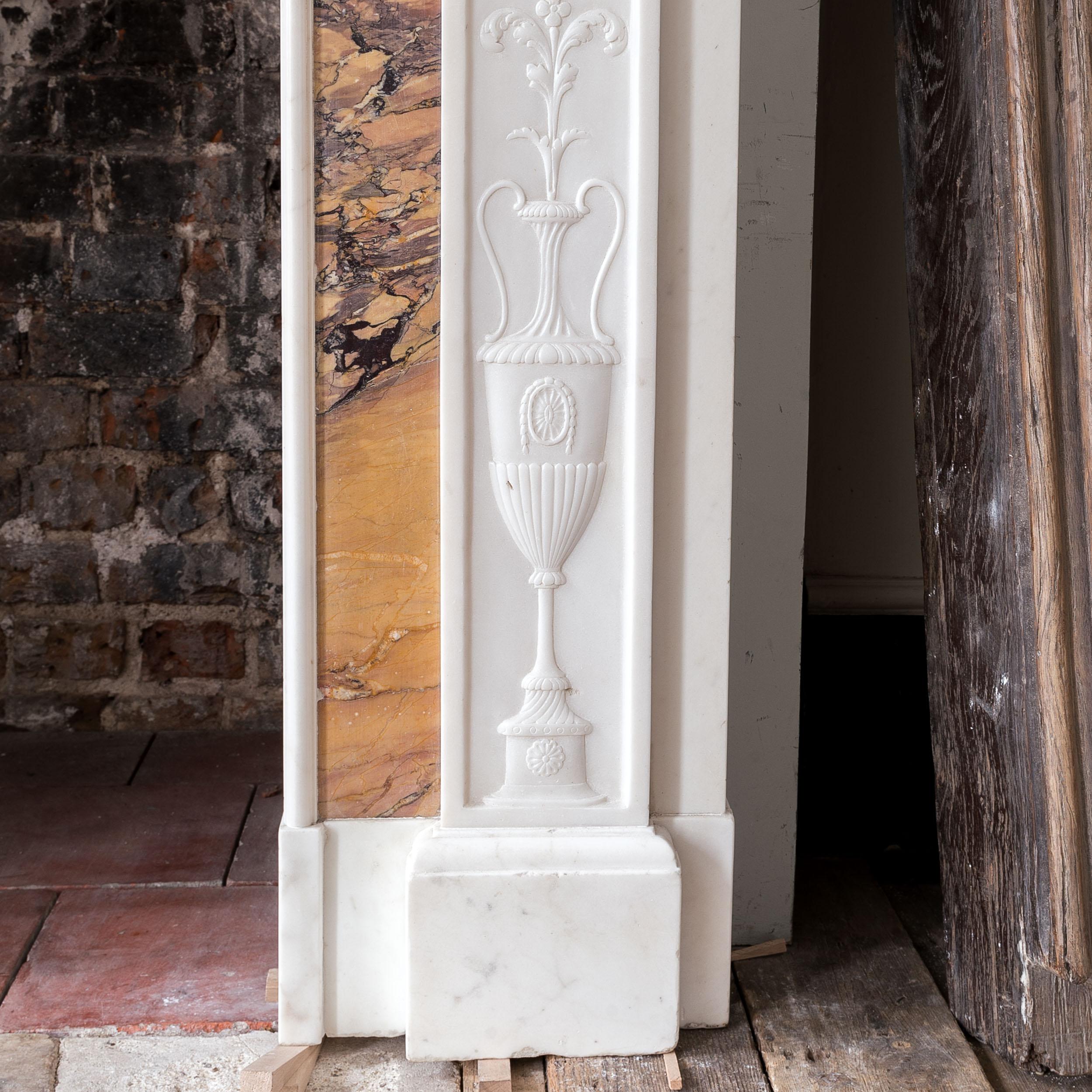 Neo-Classical Statuary and Sienna Marble Chimneypiece For Sale 9