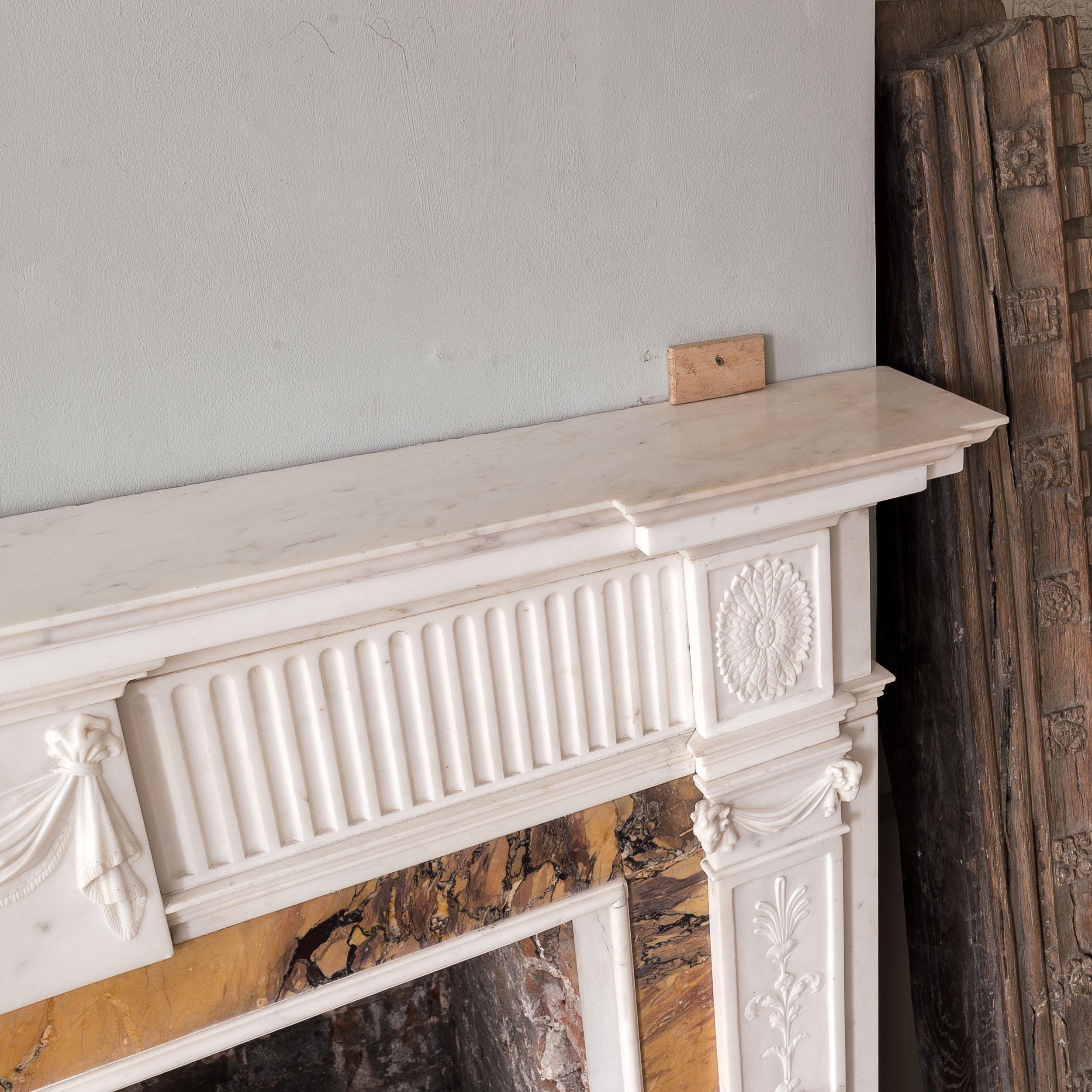 Neo-Classical Statuary and Sienna Marble Chimneypiece For Sale 11