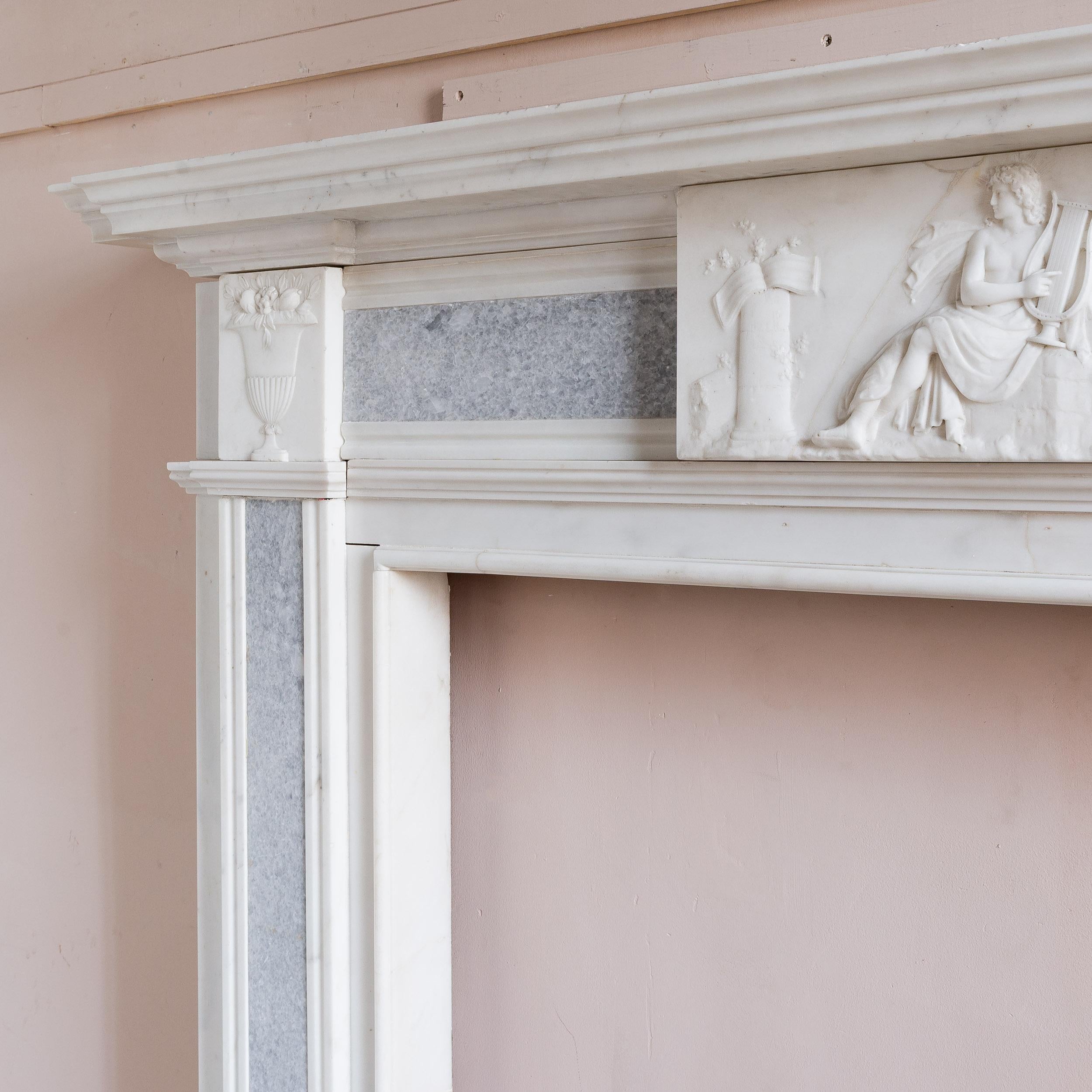 Neo-Classical Statuary Marble Fireplace in the Georgian Style For Sale 1
