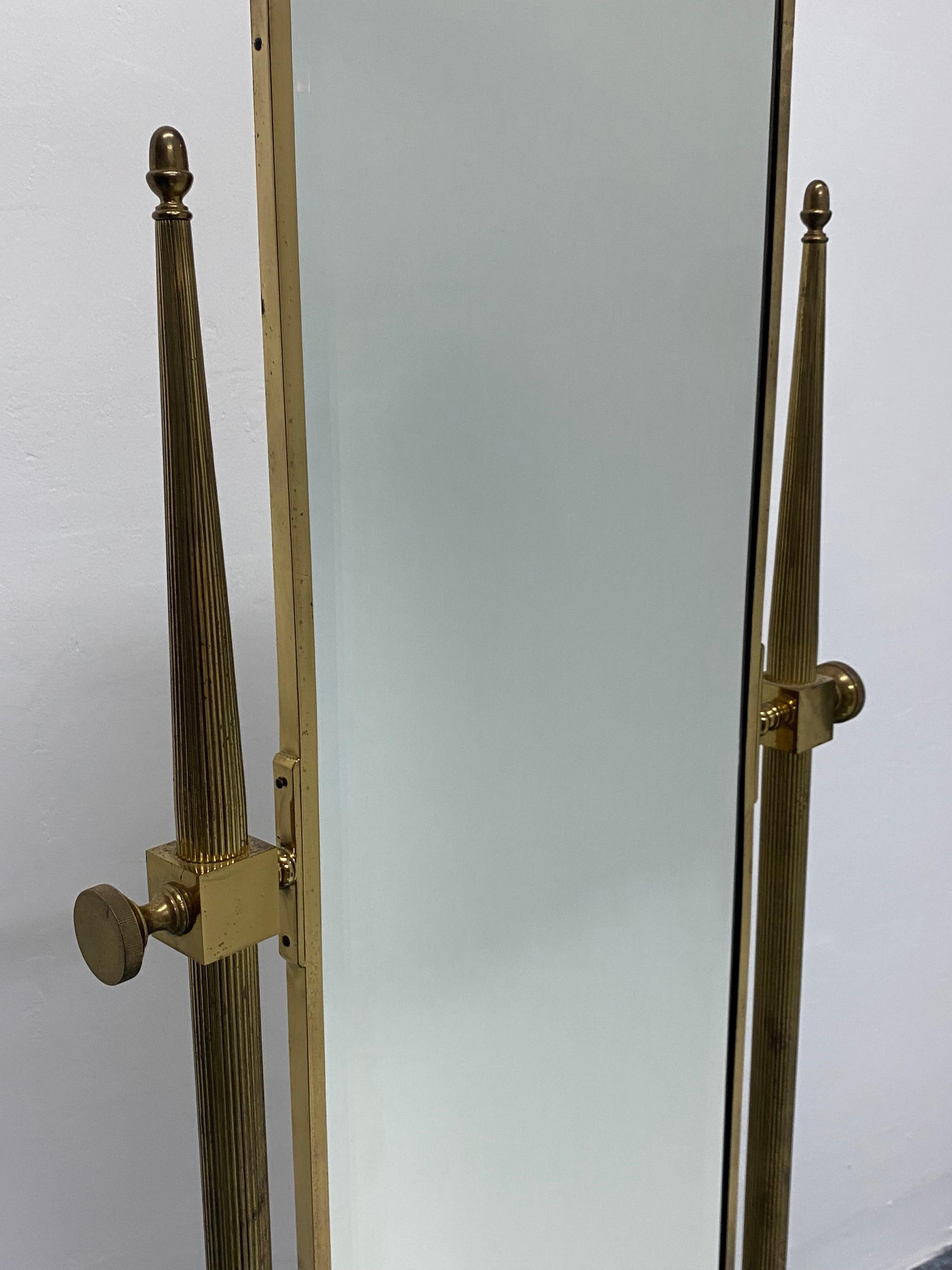 Neo-Classical Style Brass Cheval Floor Mirror, 1980s 4