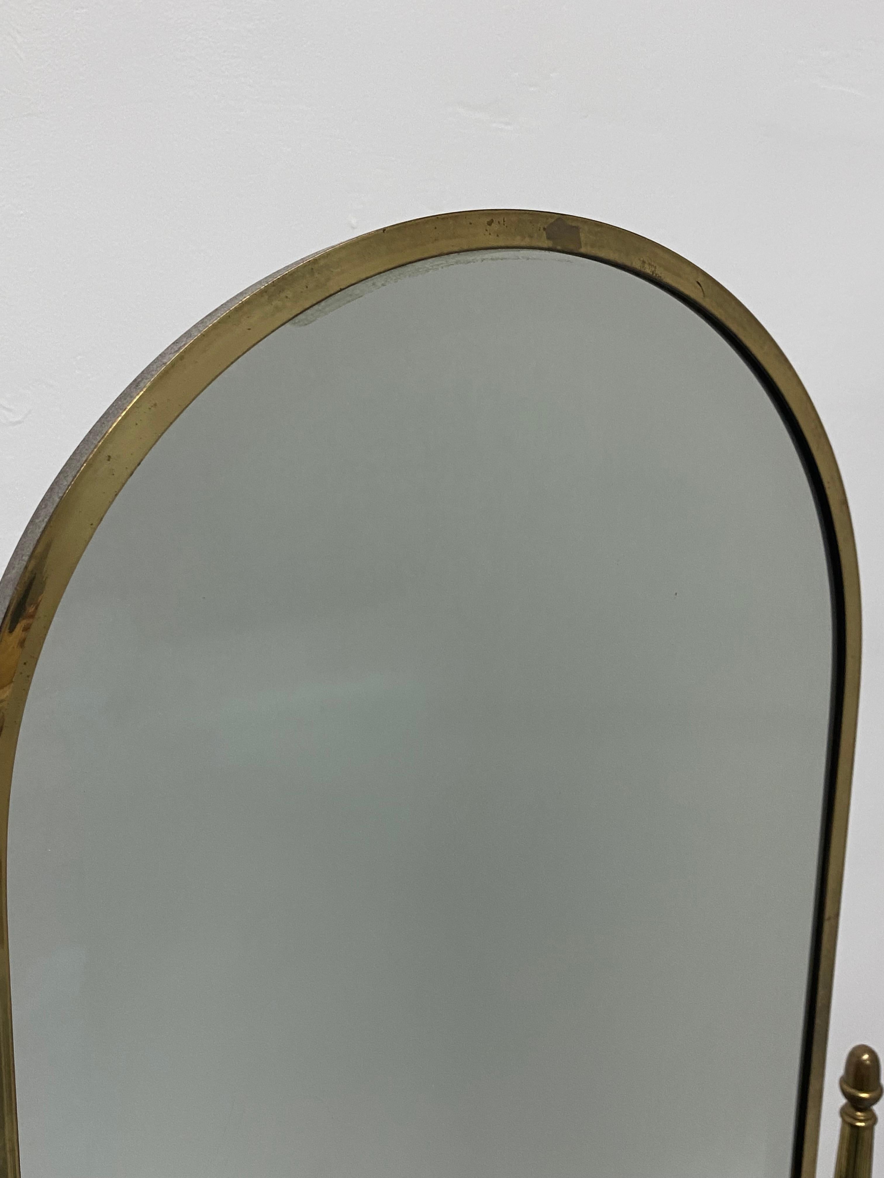 Neo-Classical Style Brass Cheval Floor Mirror, 1980s 5