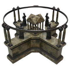 Neo-Classical Style Bronze And Marble Glass Top Coffee Table By Maitland-Smith