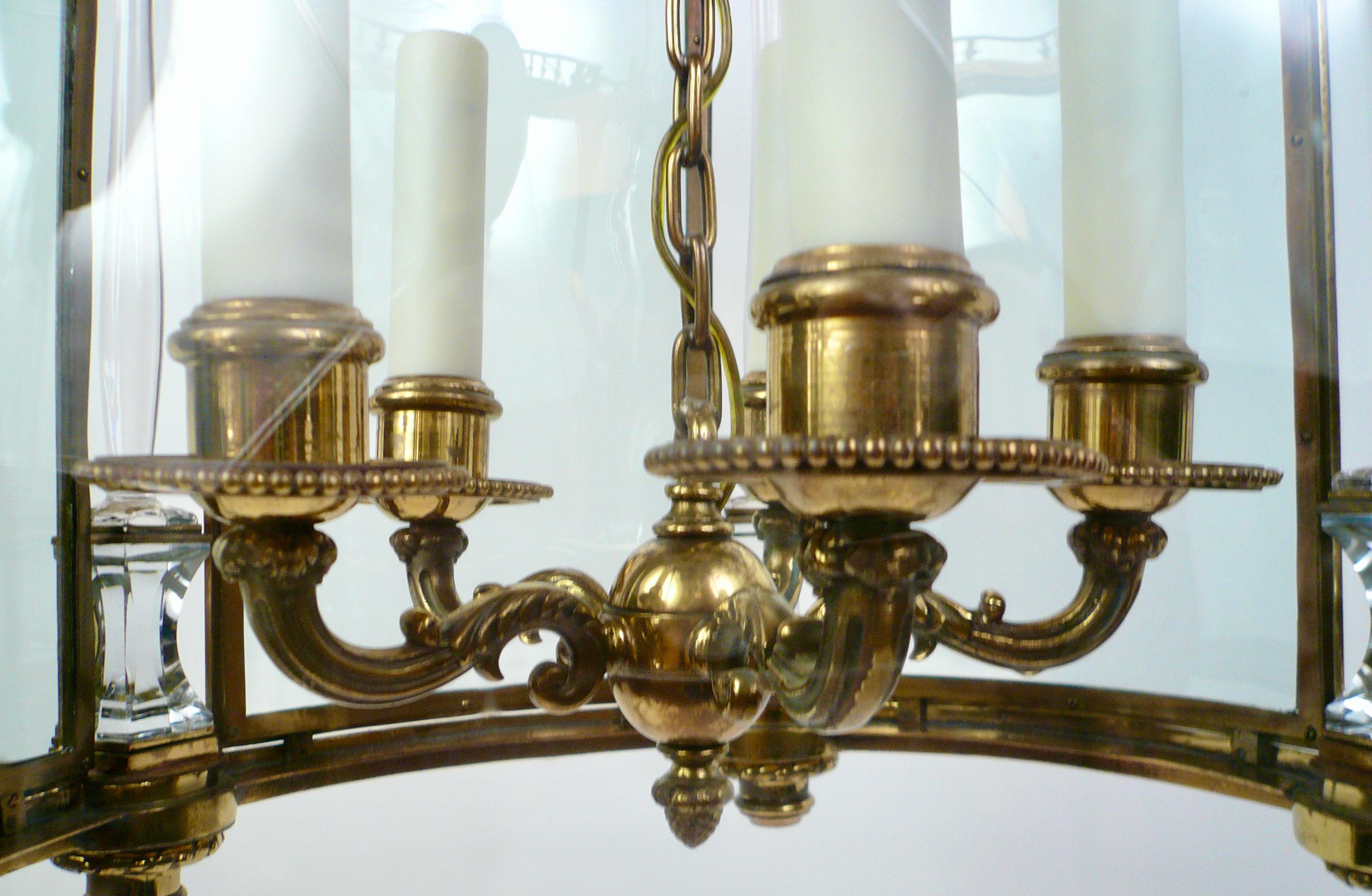 Neo-Classical Style Bronze Lantern with Crystal Columns by E. F. Caldwell 5