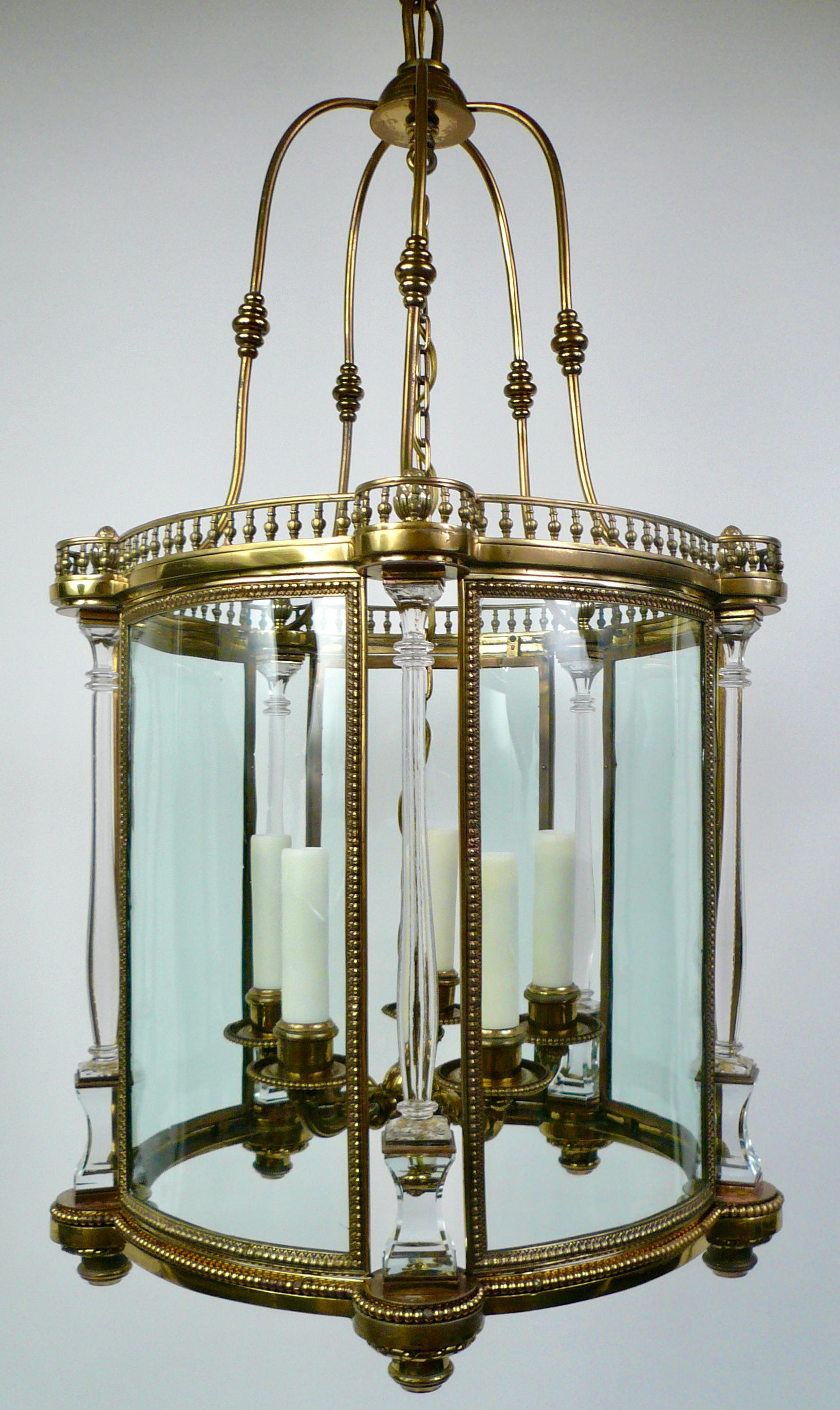 Neo-Classical Style Bronze Lantern with Crystal Columns by E. F. Caldwell 6