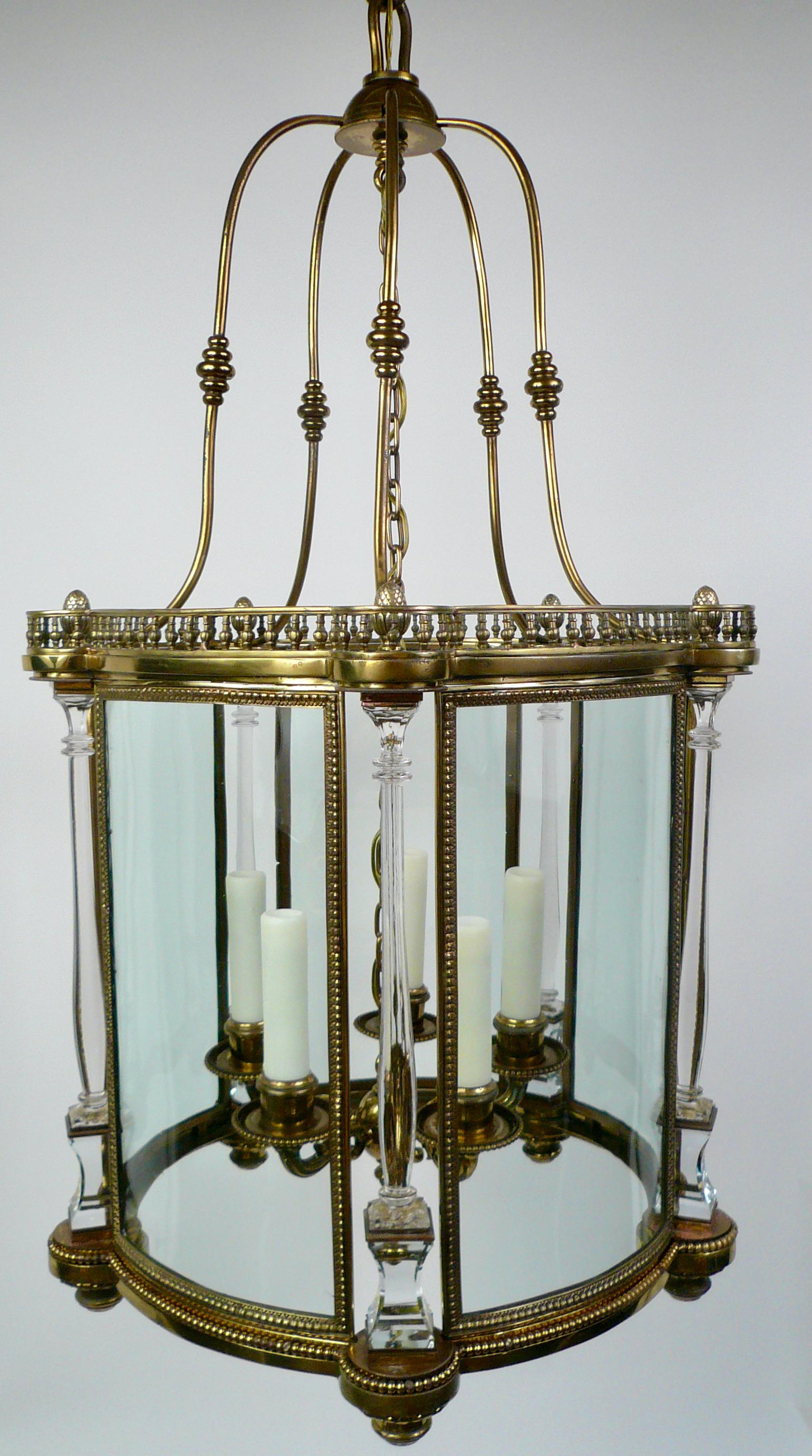 Neo-Classical Style Bronze Lantern with Crystal Columns by E. F. Caldwell 7