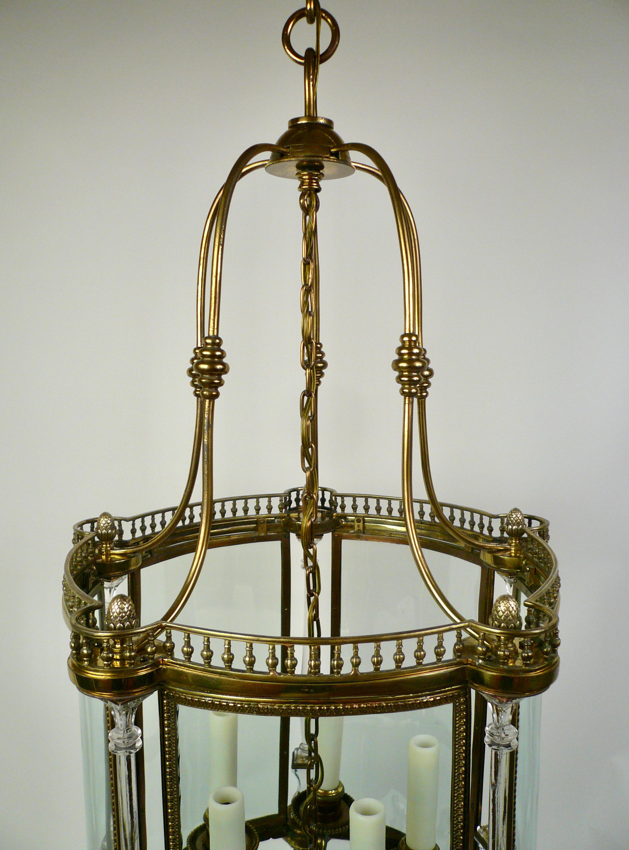 Neo-Classical Style Bronze Lantern with Crystal Columns by E. F. Caldwell 2