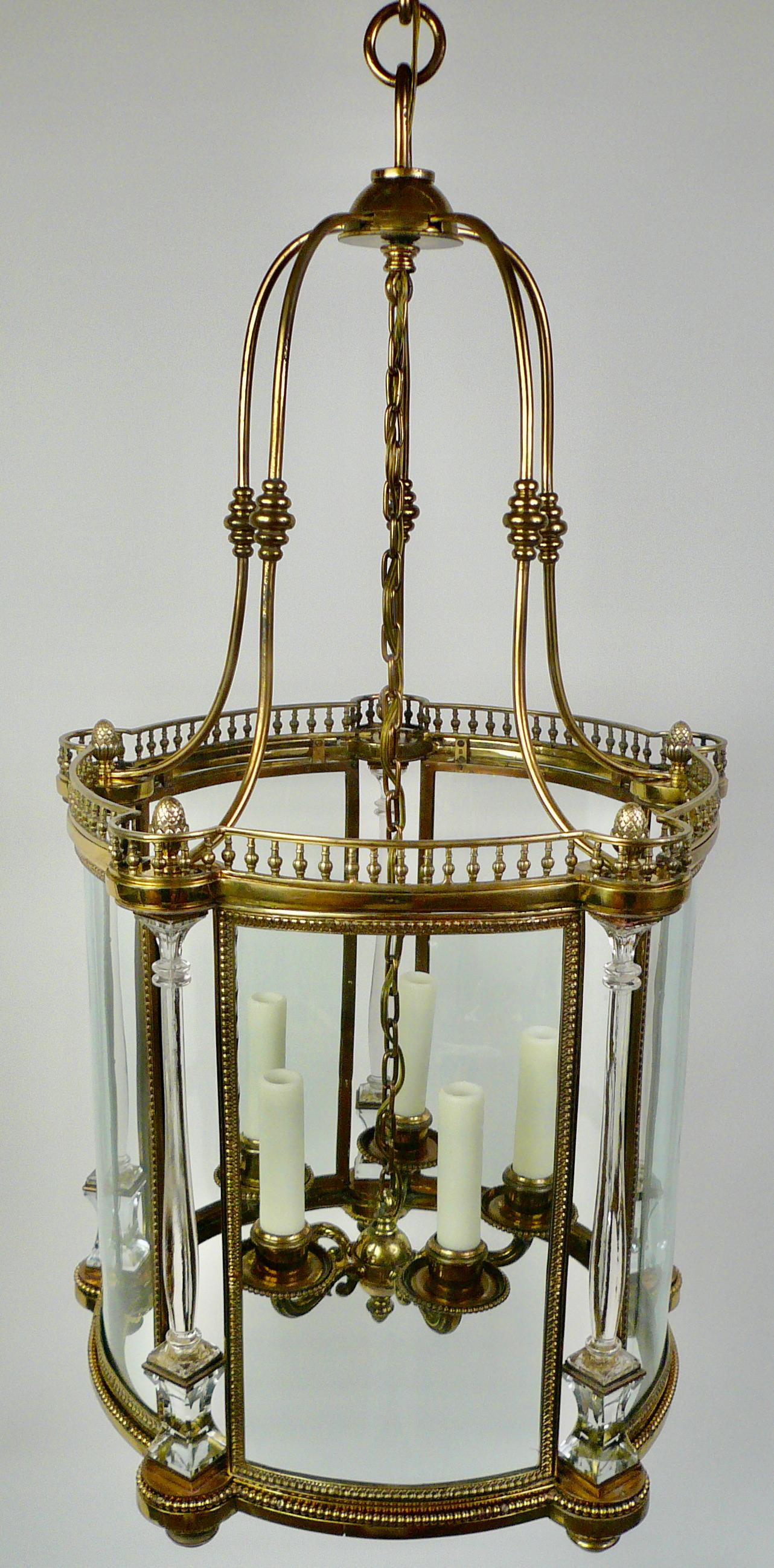 Neo-Classical Style Bronze Lantern with Crystal Columns by E. F. Caldwell 3