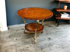 Neo-Classical Style Burl Walnut And Bronze Ram Center / Side Table / Gueridon