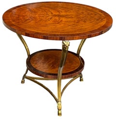 Neo-Classical Style Burl Walnut And Bronze Ram Center / Side Table / Gueridon 